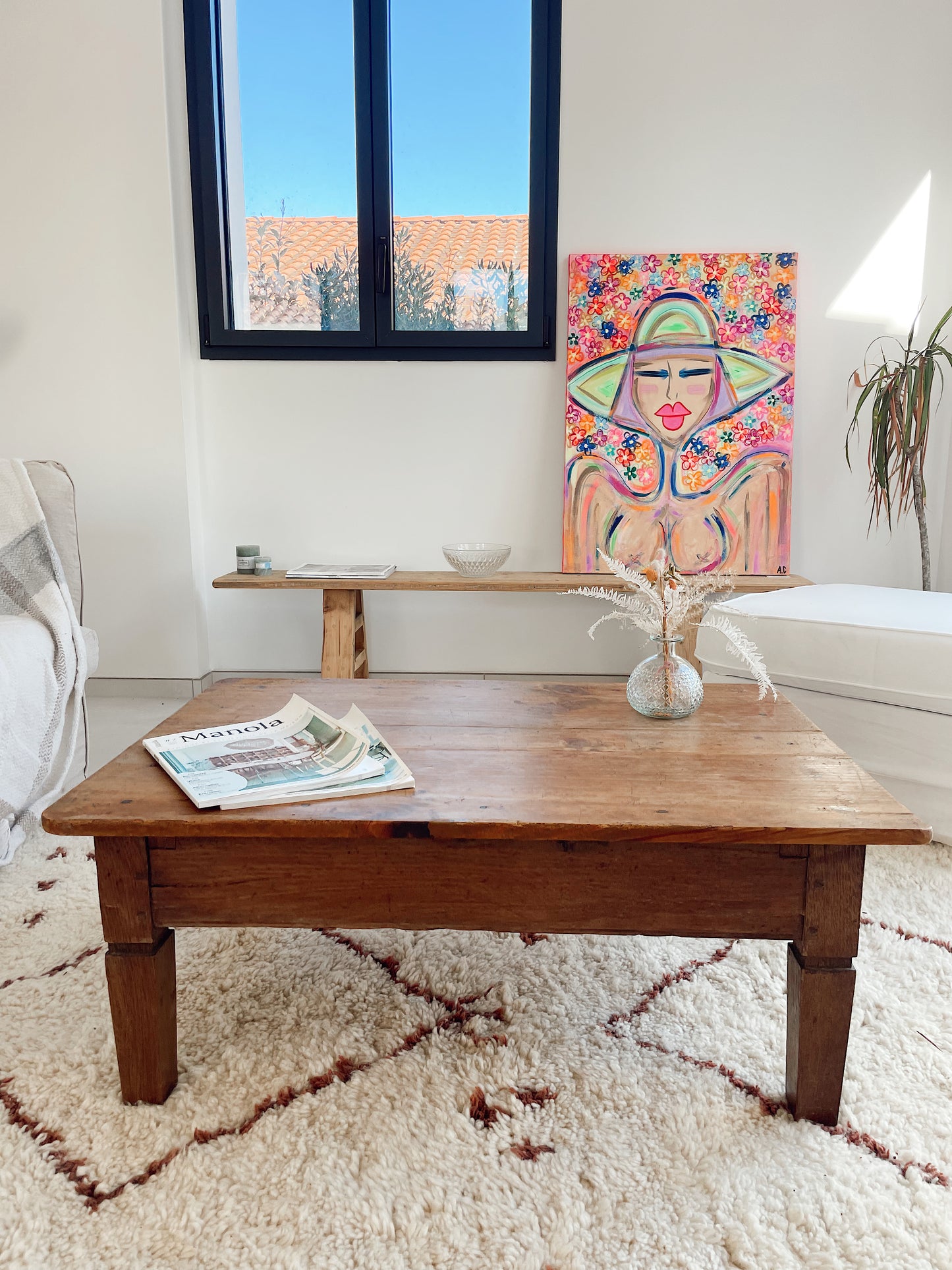 Table basse « Classique vintage » en bois brut