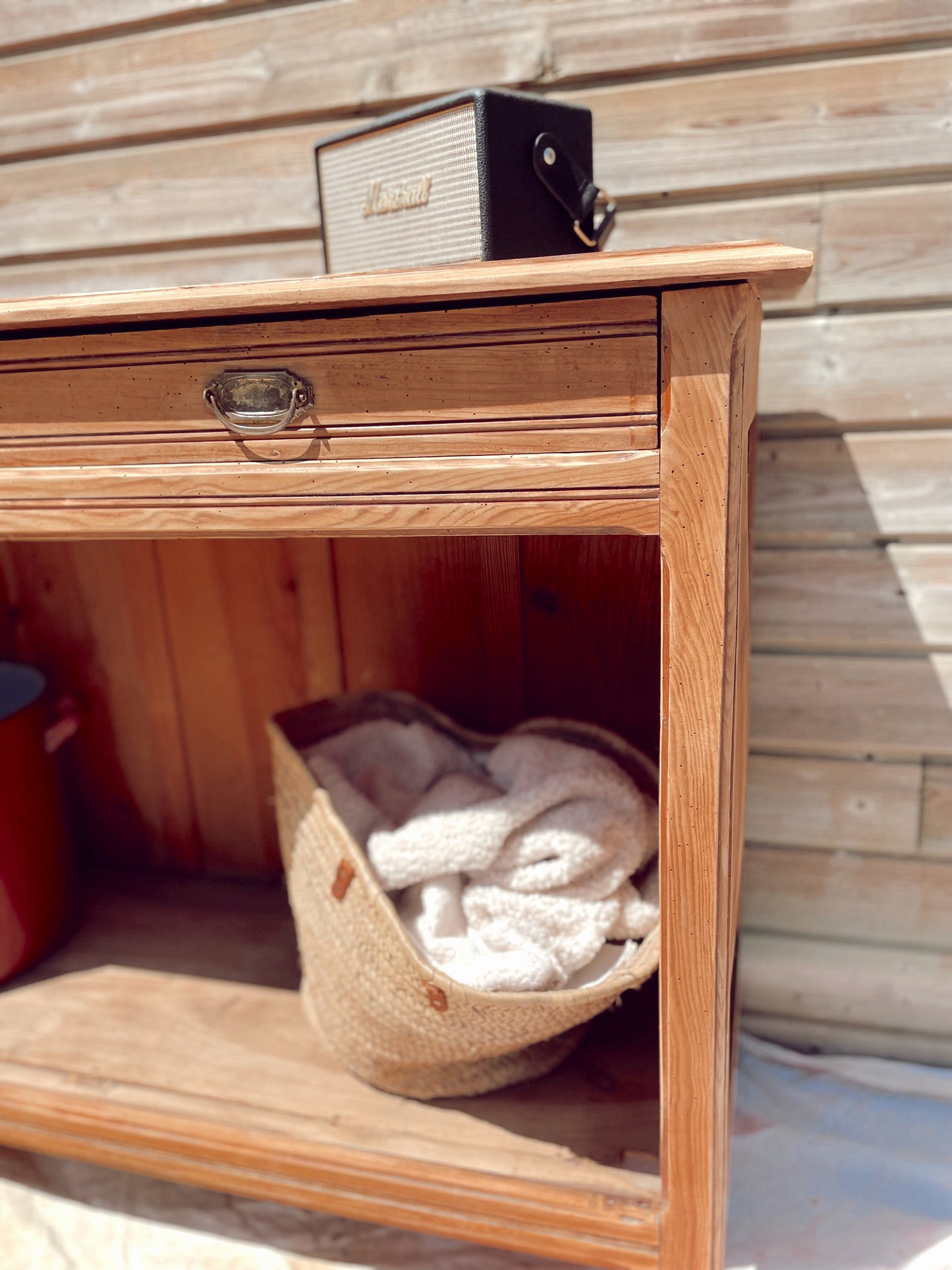 Buffet vintage ouvert bois brut