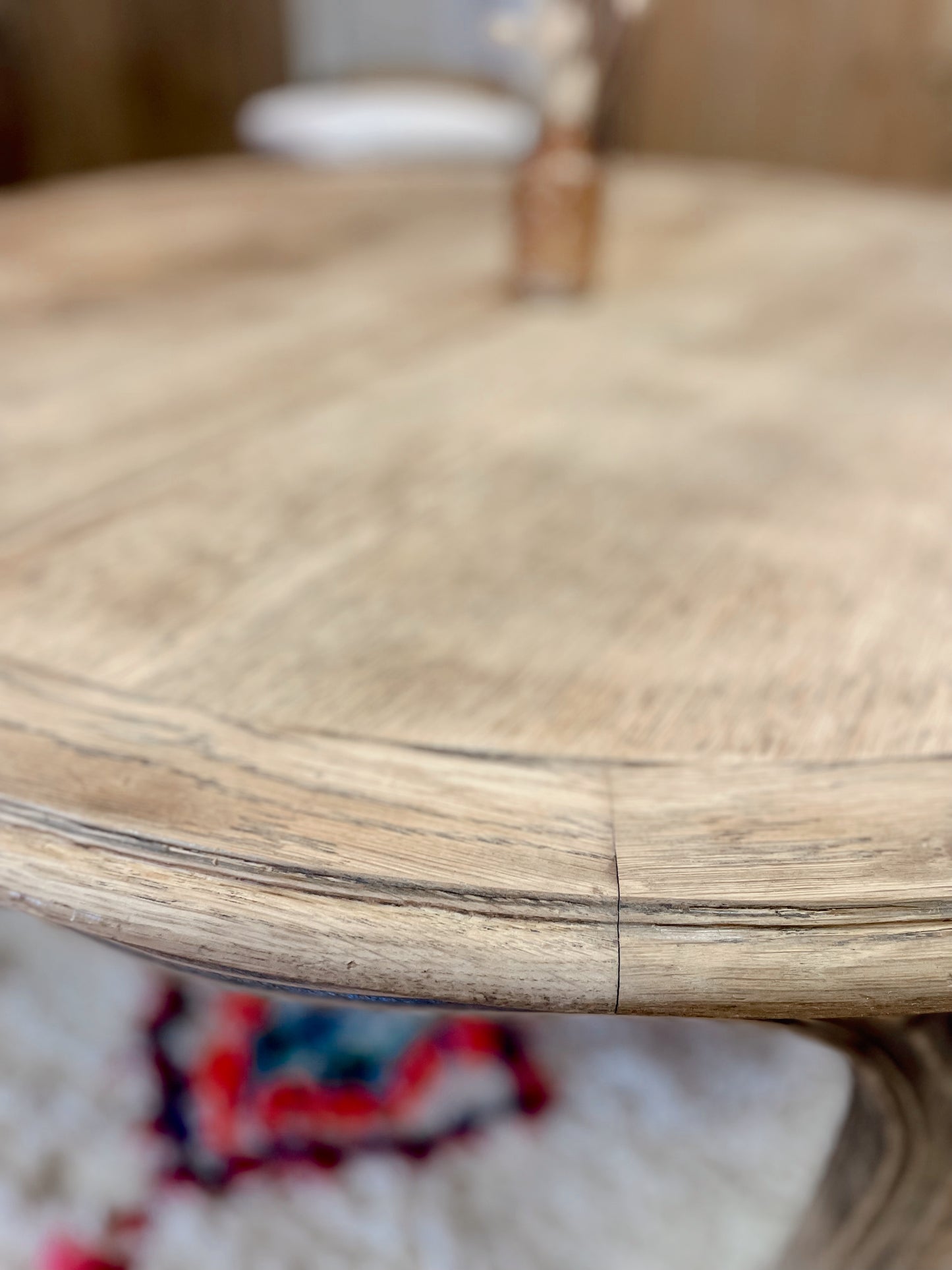 Table basse ronde vintage bois brut
