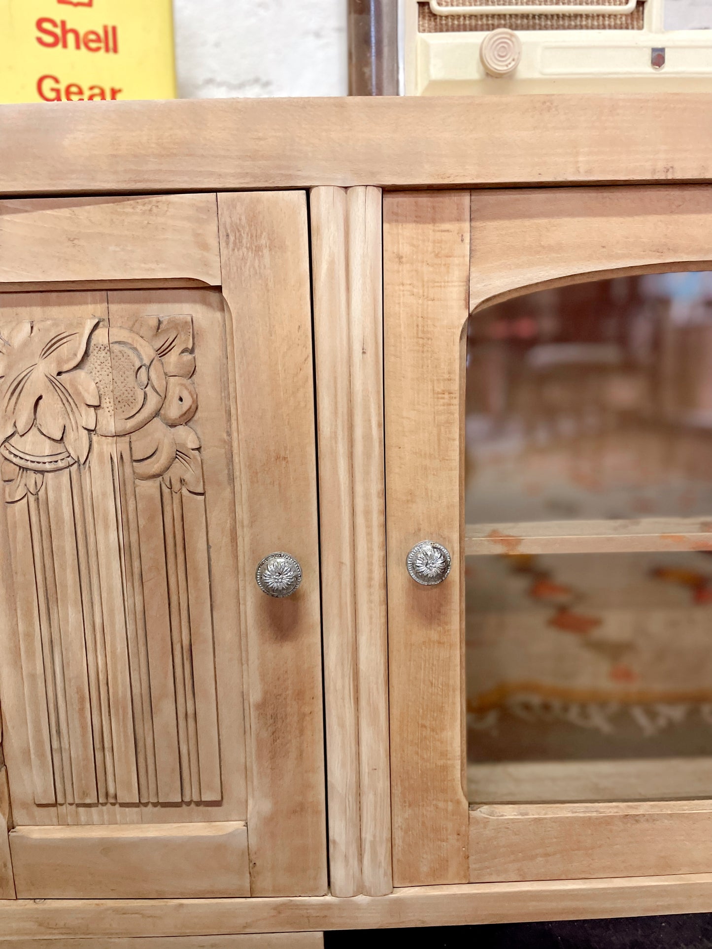 Buffet bas vintage art deco bois brut