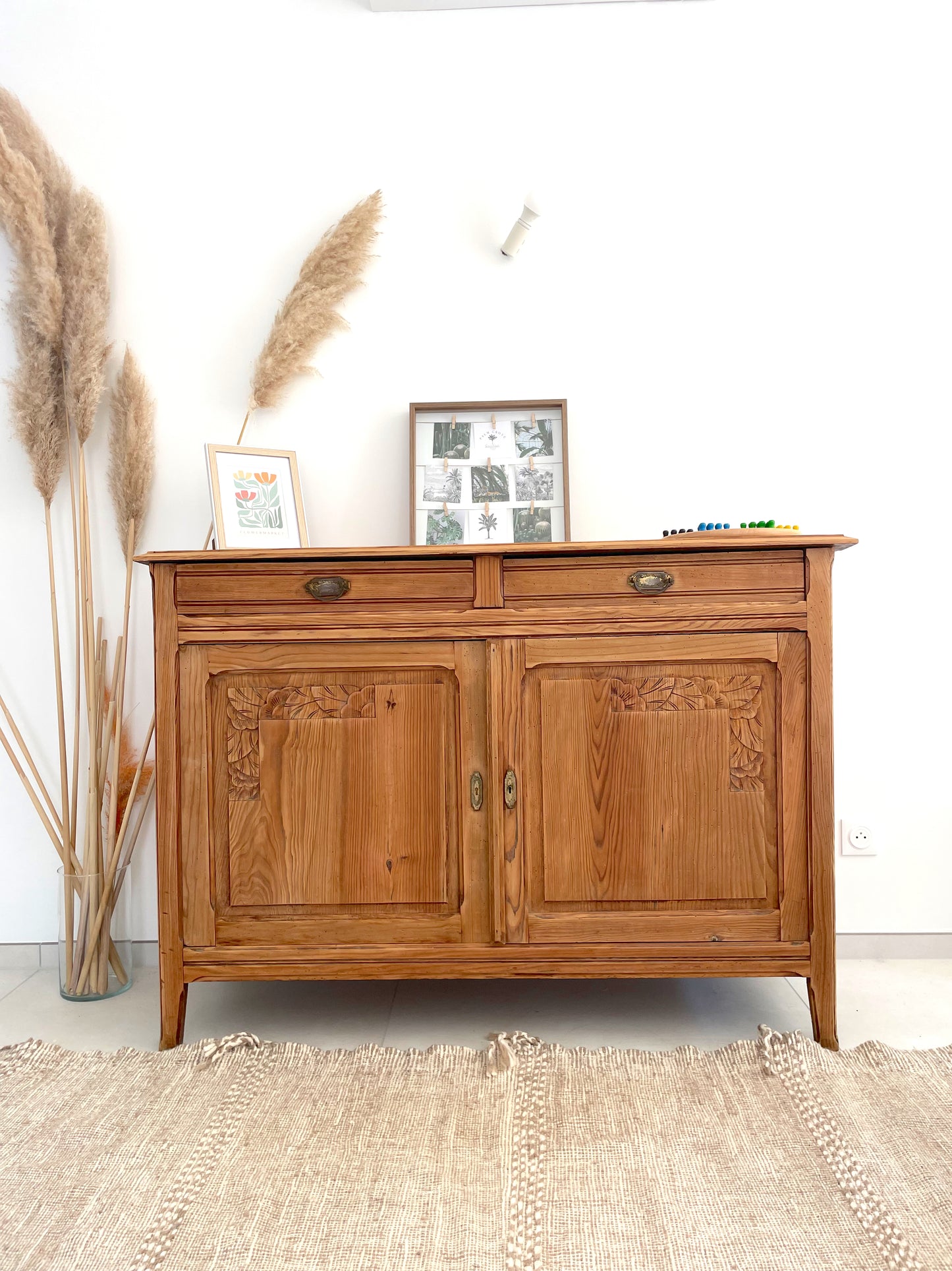 Buffet vintage ouvert bois brut