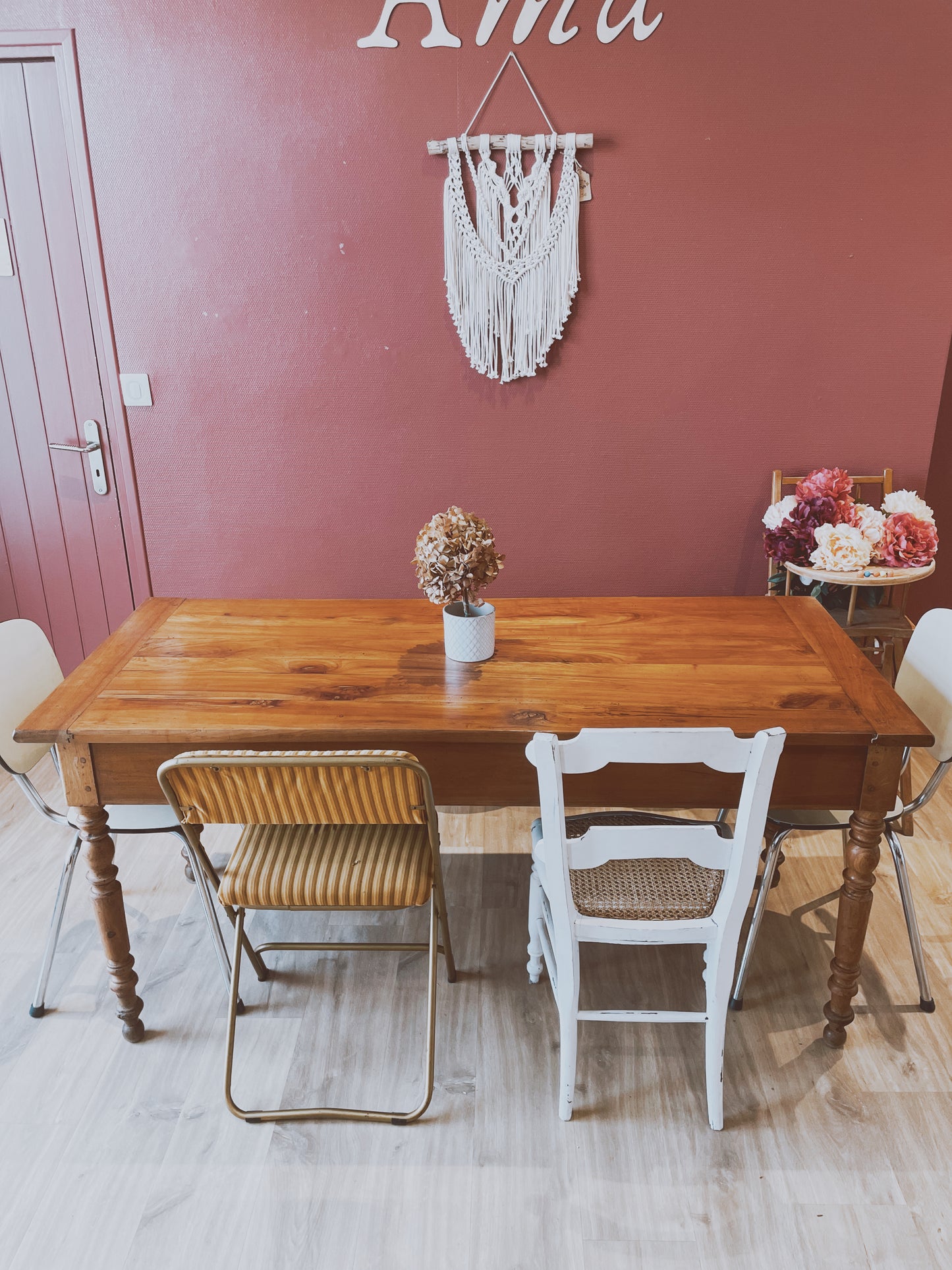 Table de ferme vintage 1,65m
