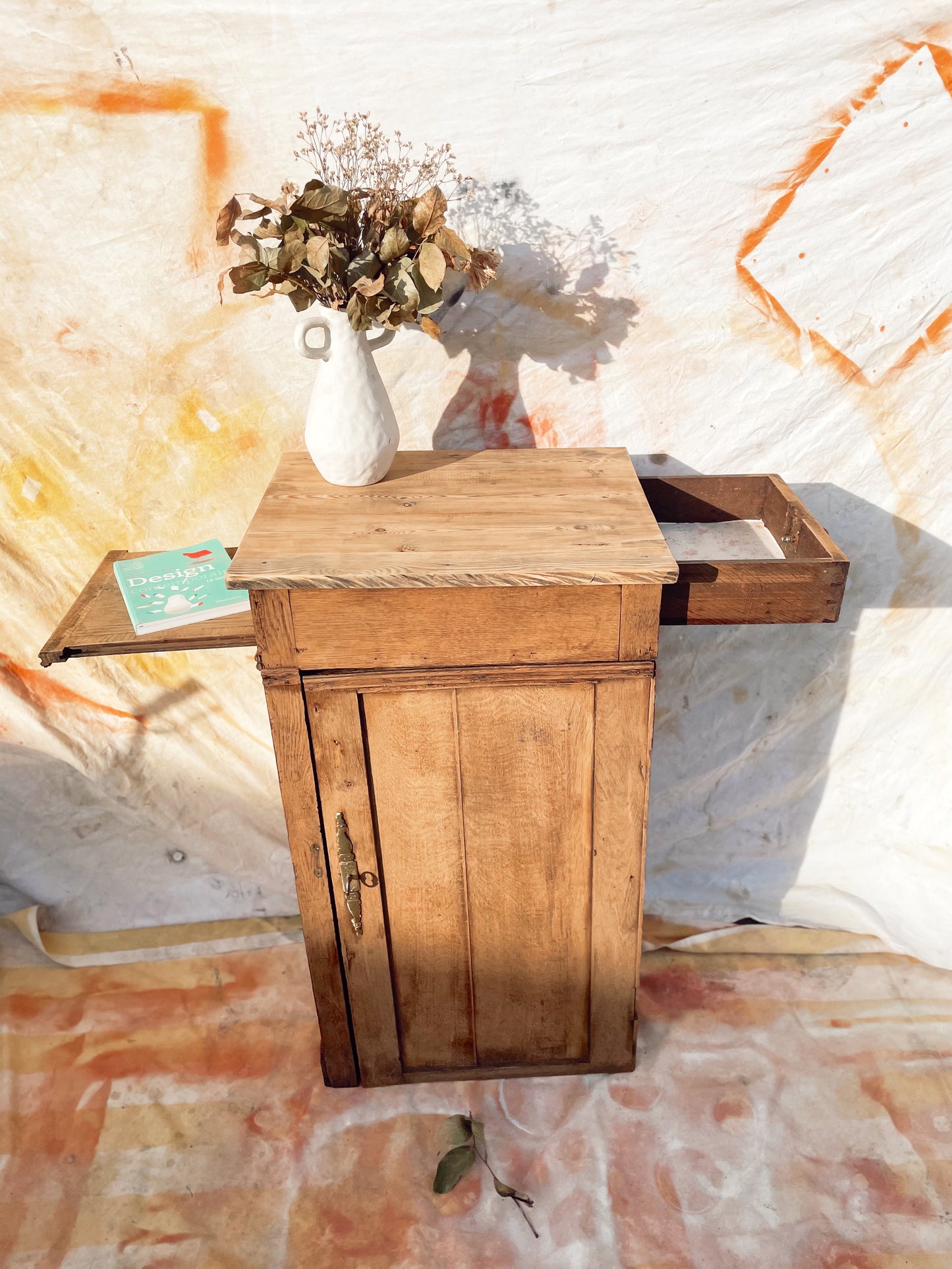 Meuble d’appoint vintage bois brut