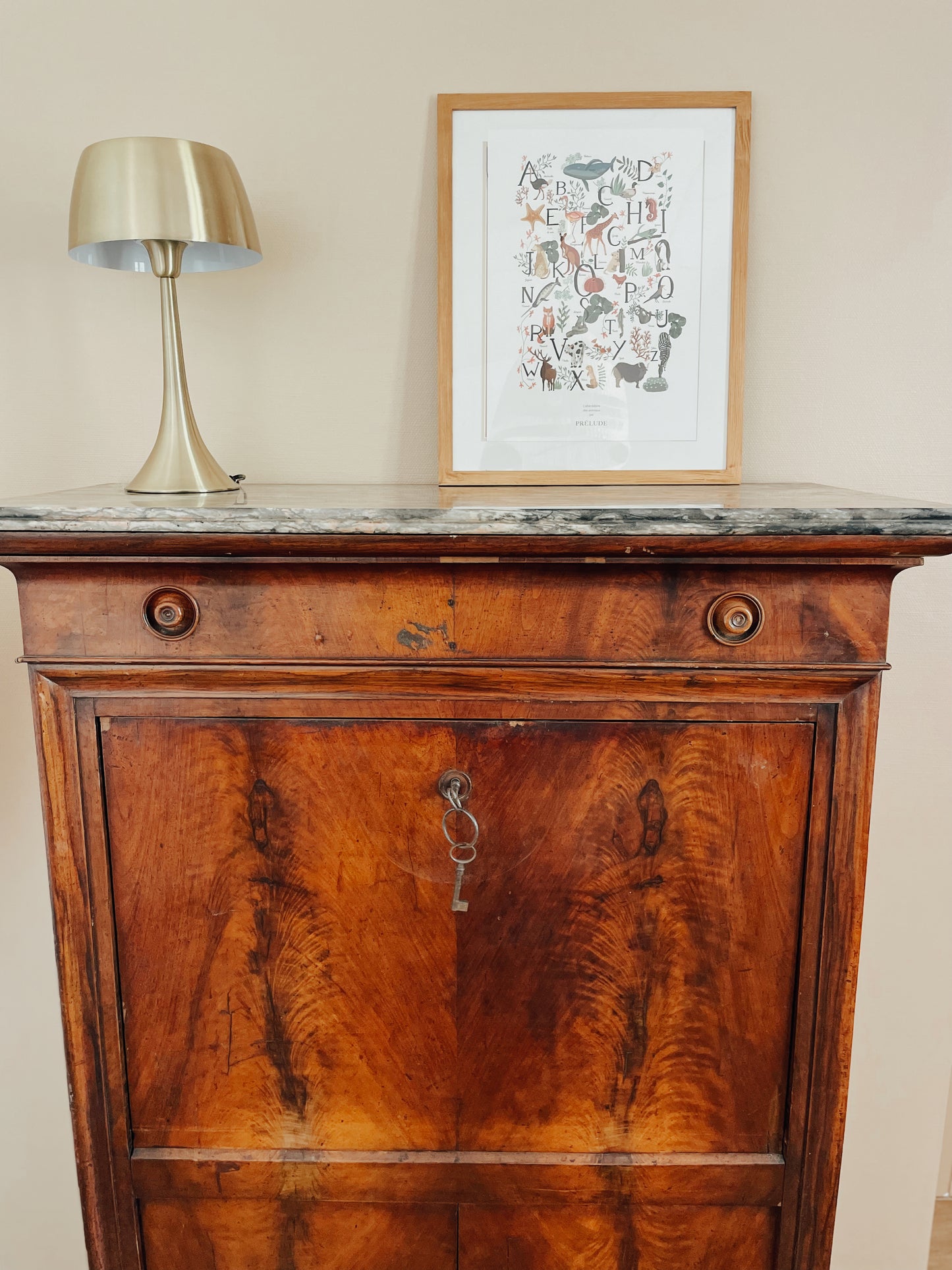 Secretaire vintage bois et marbre