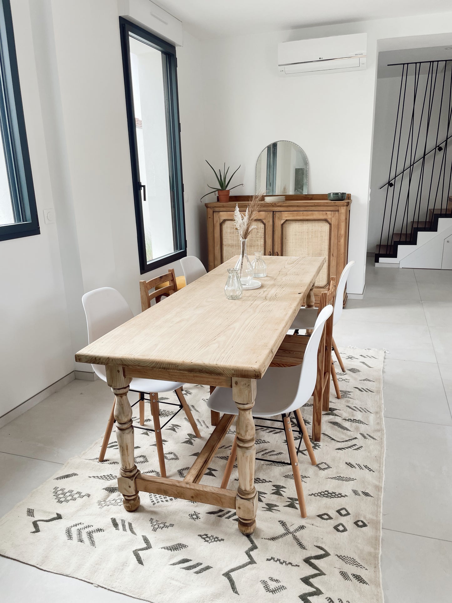 Grande Table de ferme bois brut 209cm