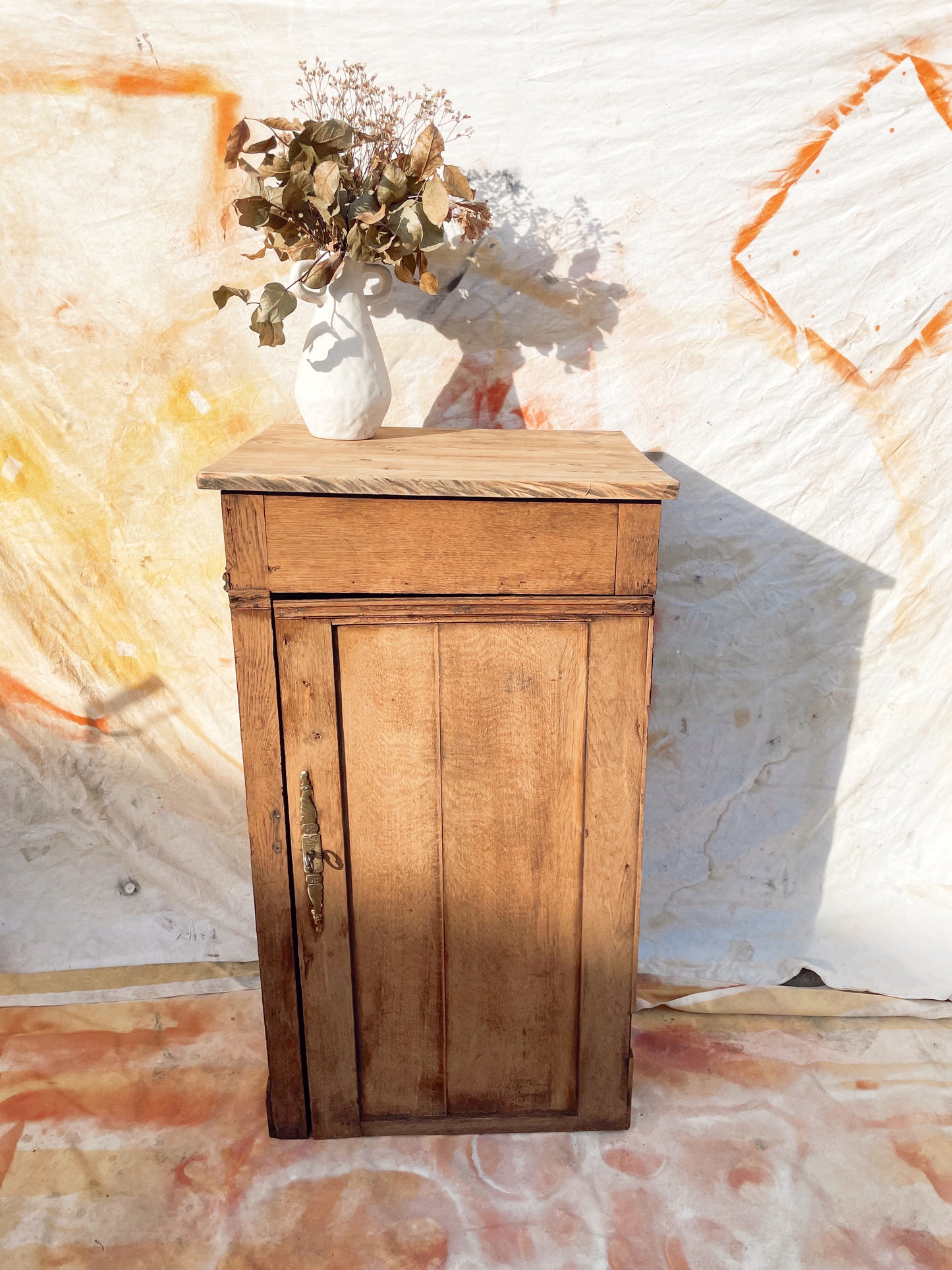 Meuble d’appoint vintage bois brut