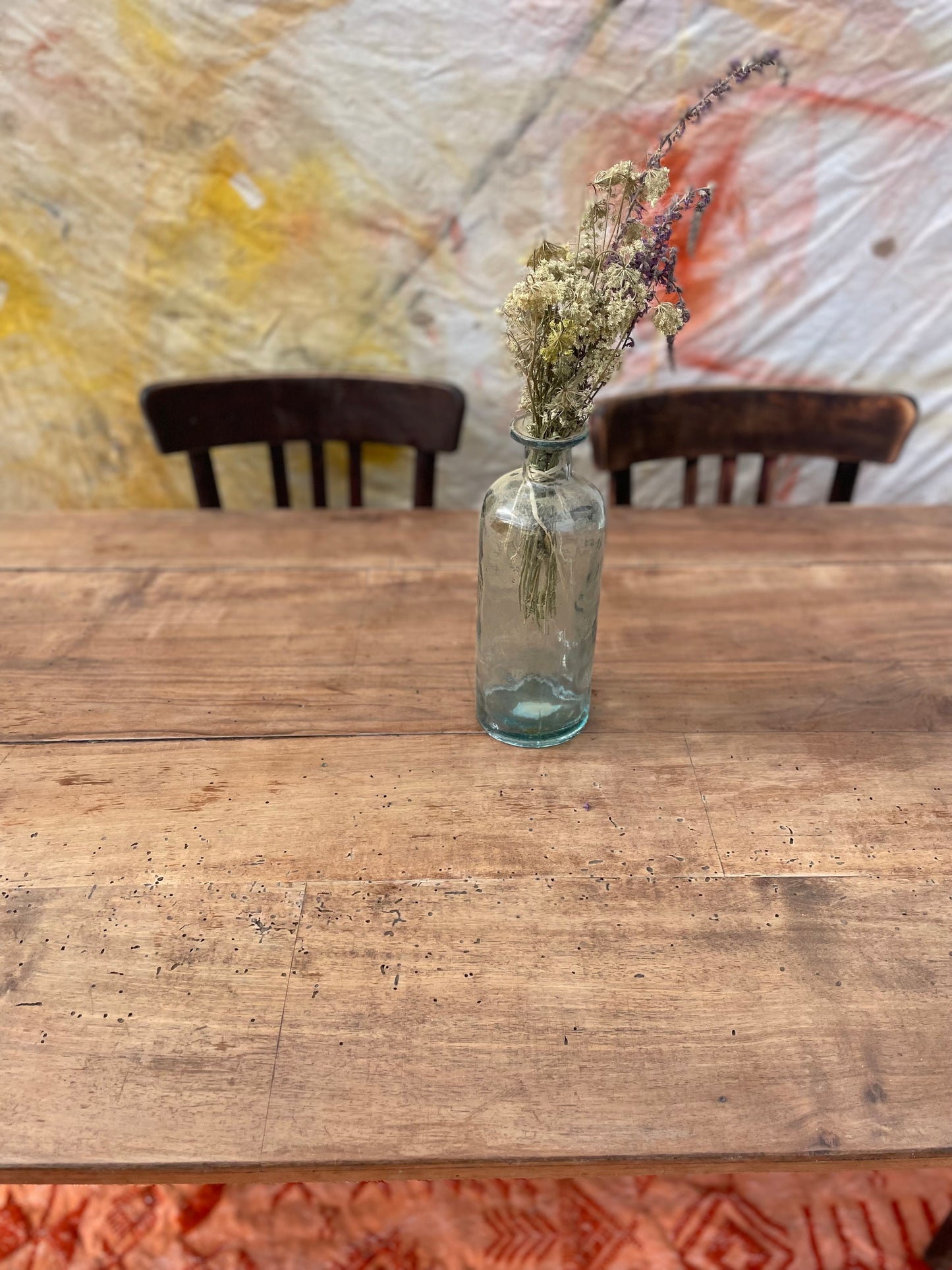 Table de ferme ancienne vintage bois brut 170cm