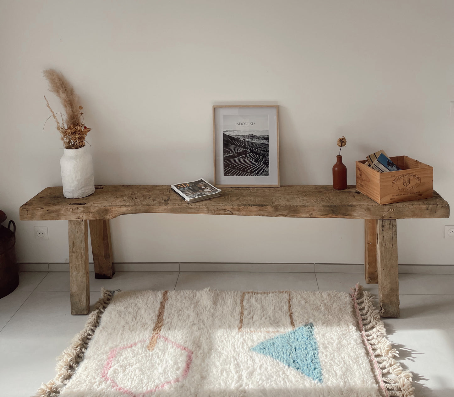 Établi menuisier vintage bois massif 245cm