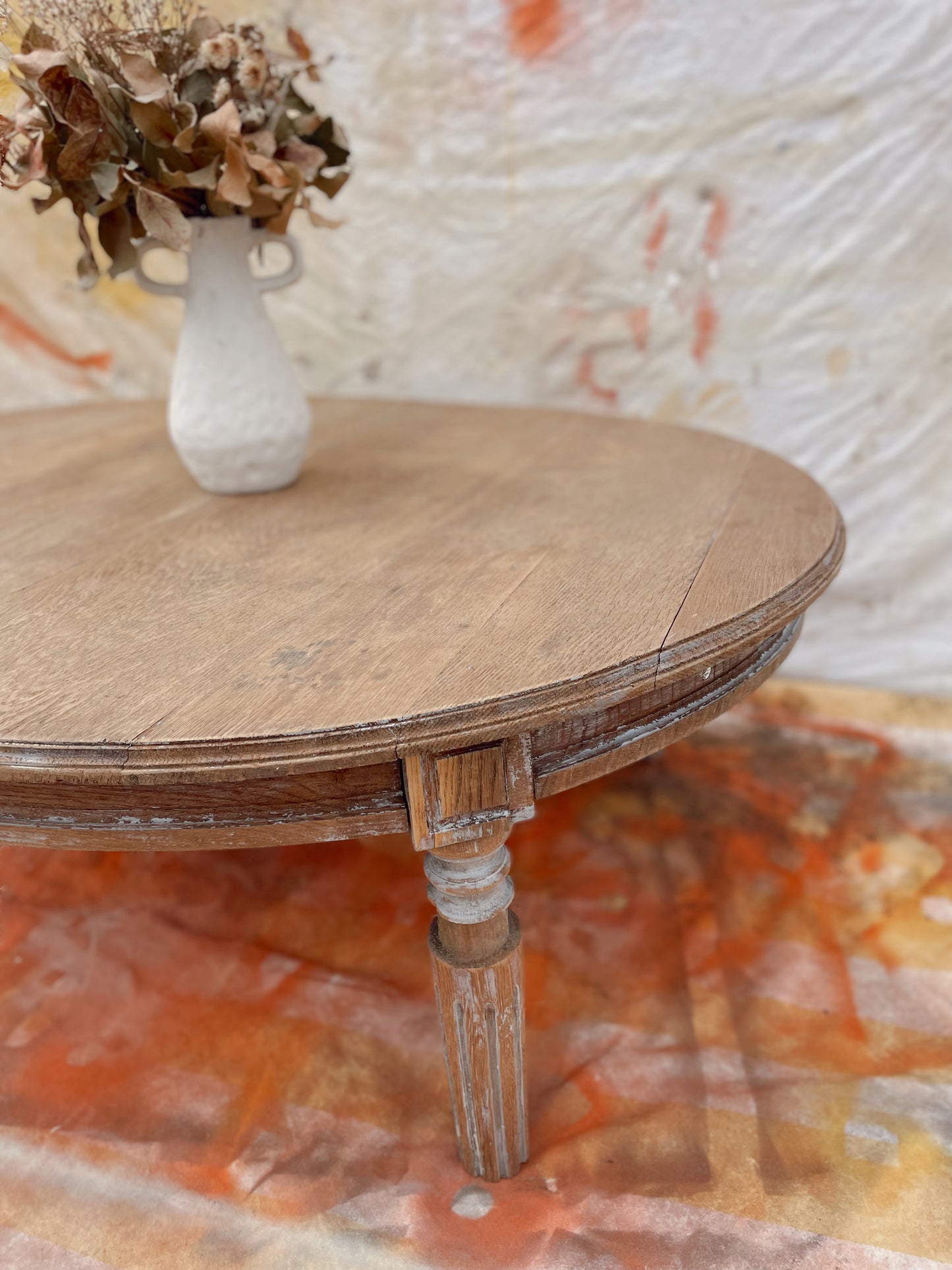 Grande table basse ovale vintage bois