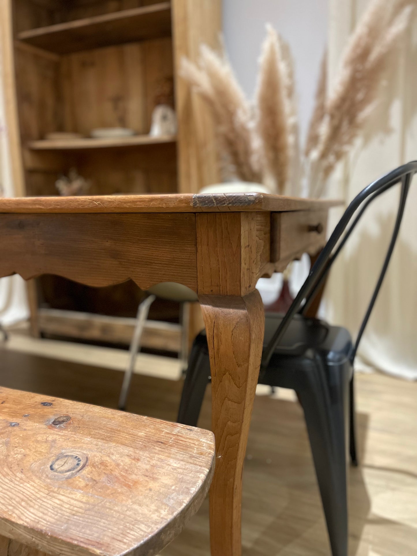 Grande Table de ferme en bois Vintage 3m avec rallonge