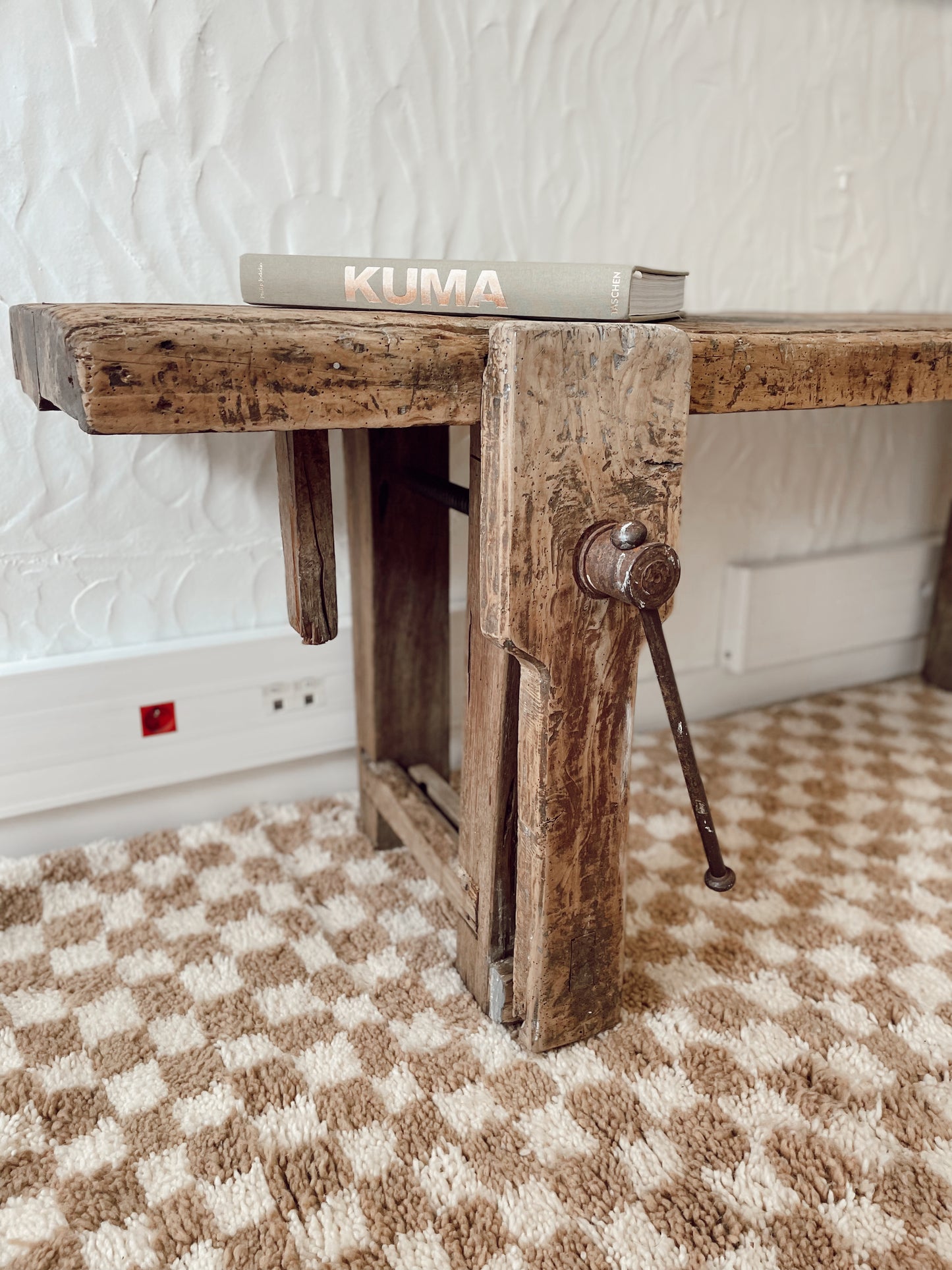 Établi menuisier vintage bois brut