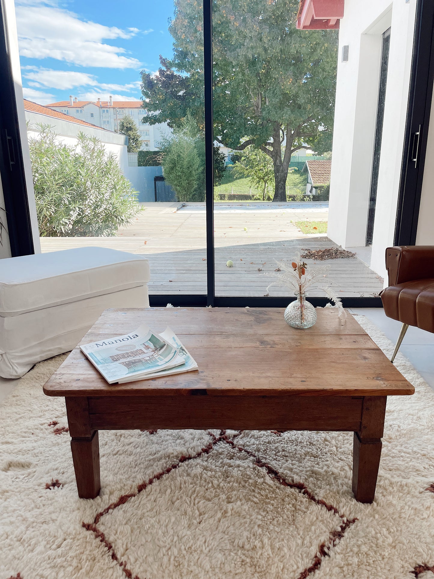 Table basse « Classique vintage » en bois brut