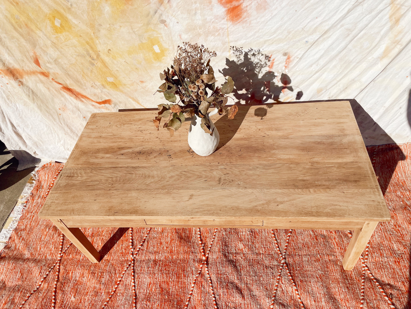 Grande table basse style table de ferme – Bois brut et charme authentique 140cm