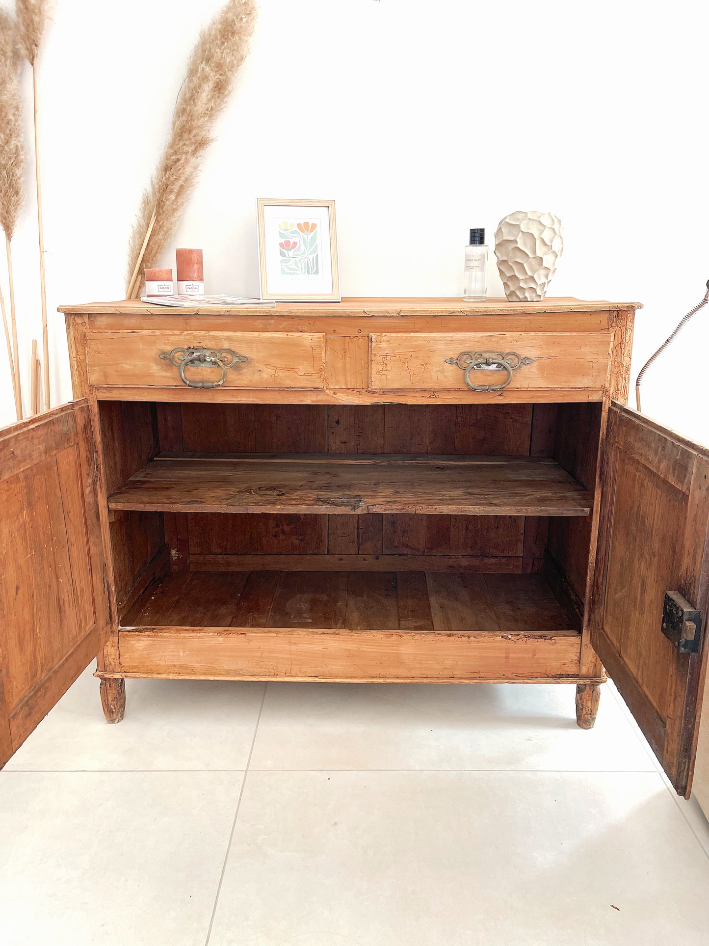 Buffet rustique vintage bois brut
