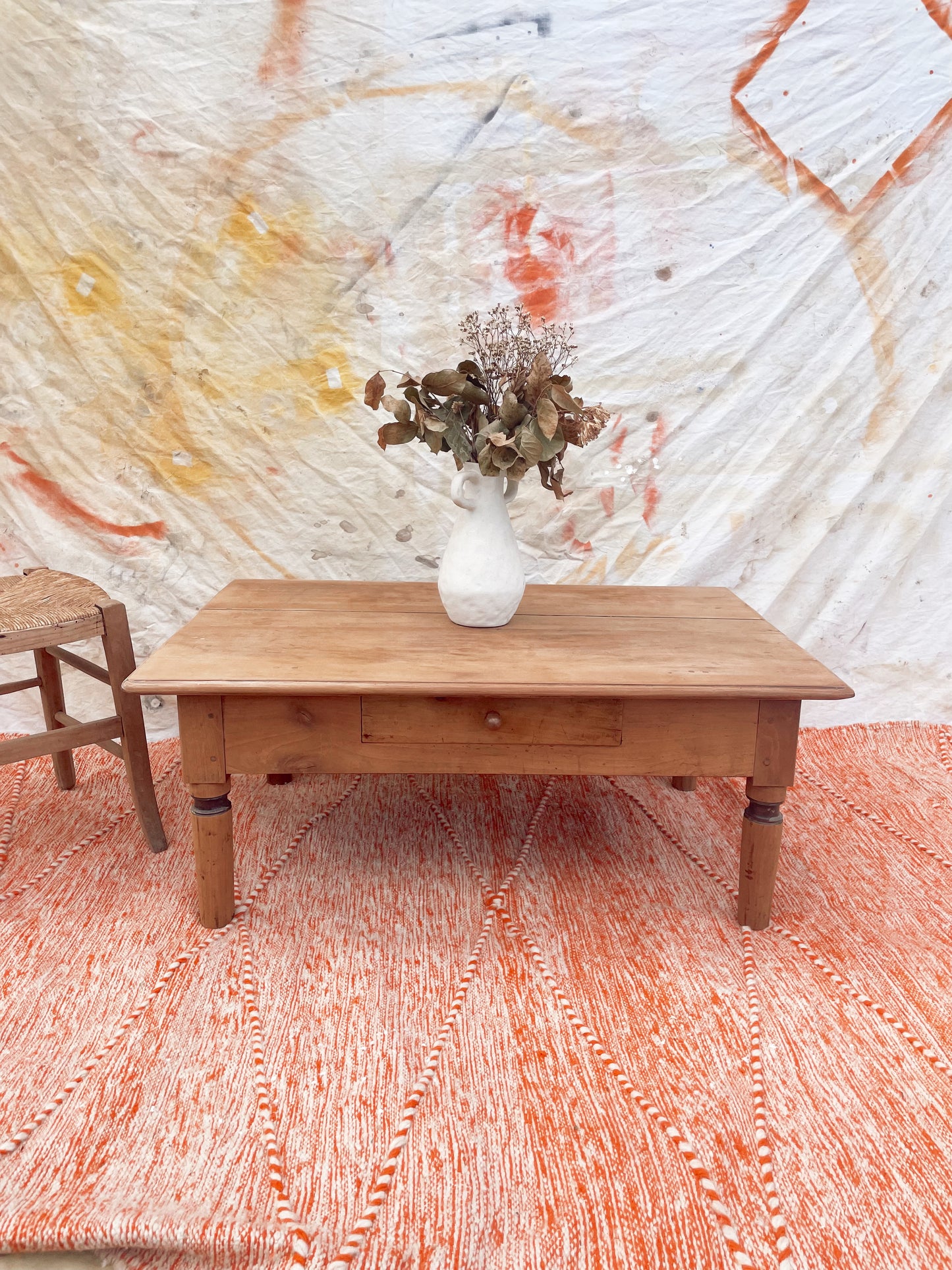 Table basse vintage bois brut