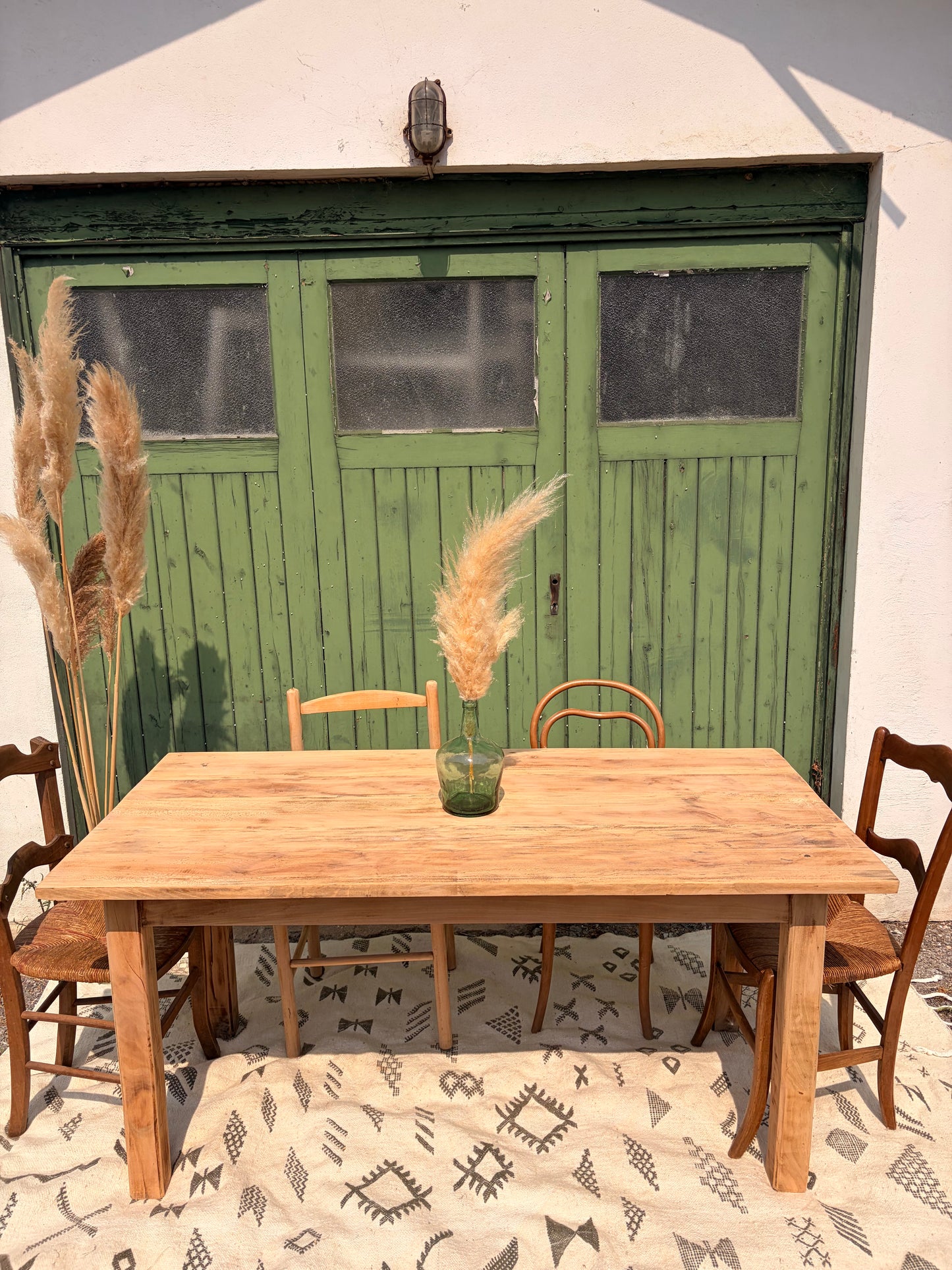 Table de ferme ancienne en bois massif – 160 x 79 cm