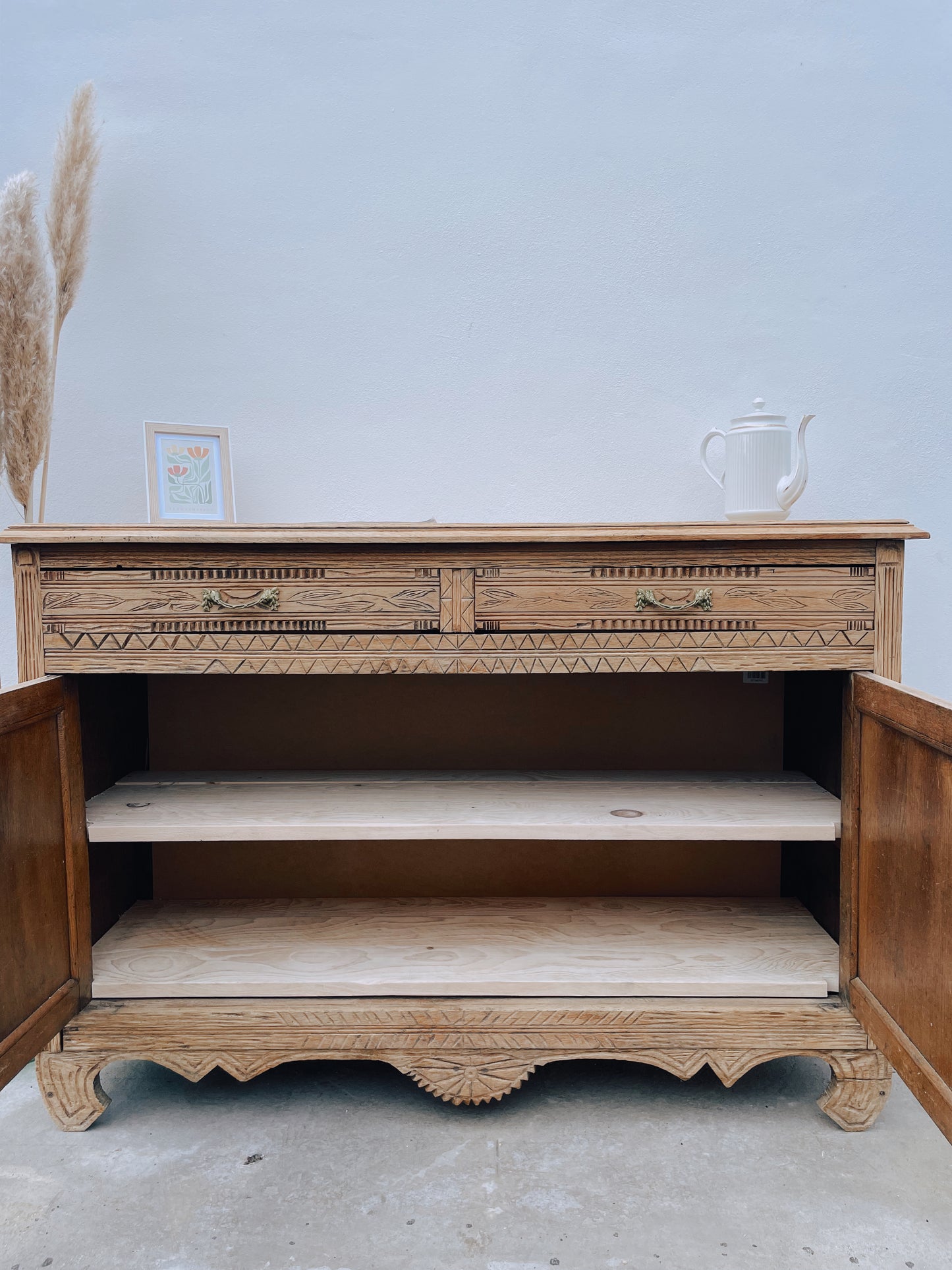 Buffet vintage art déco, bois brut