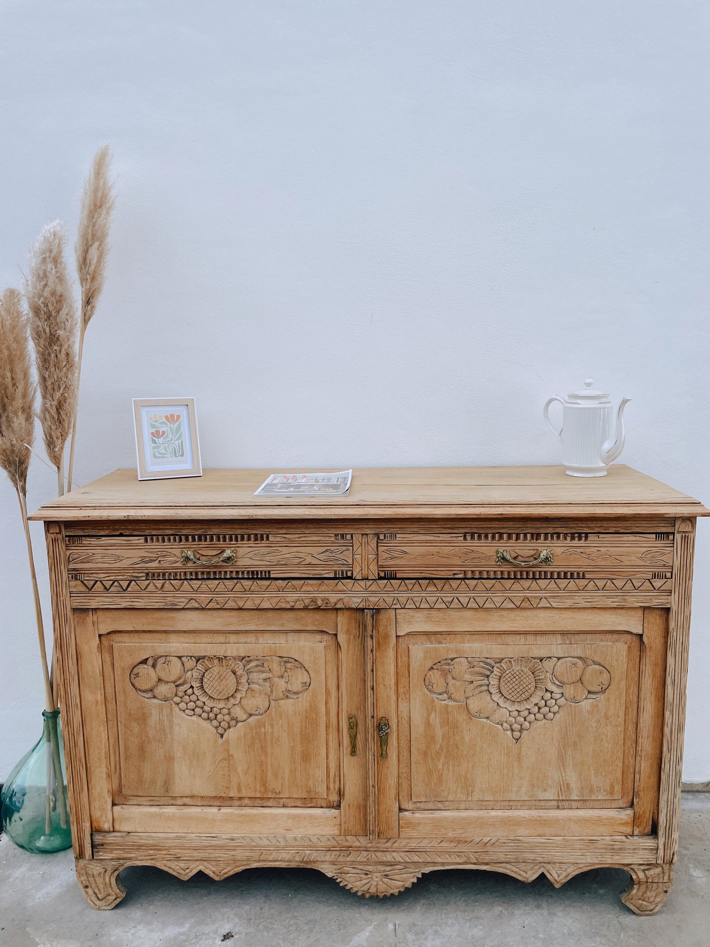 Buffet vintage art déco, bois brut
