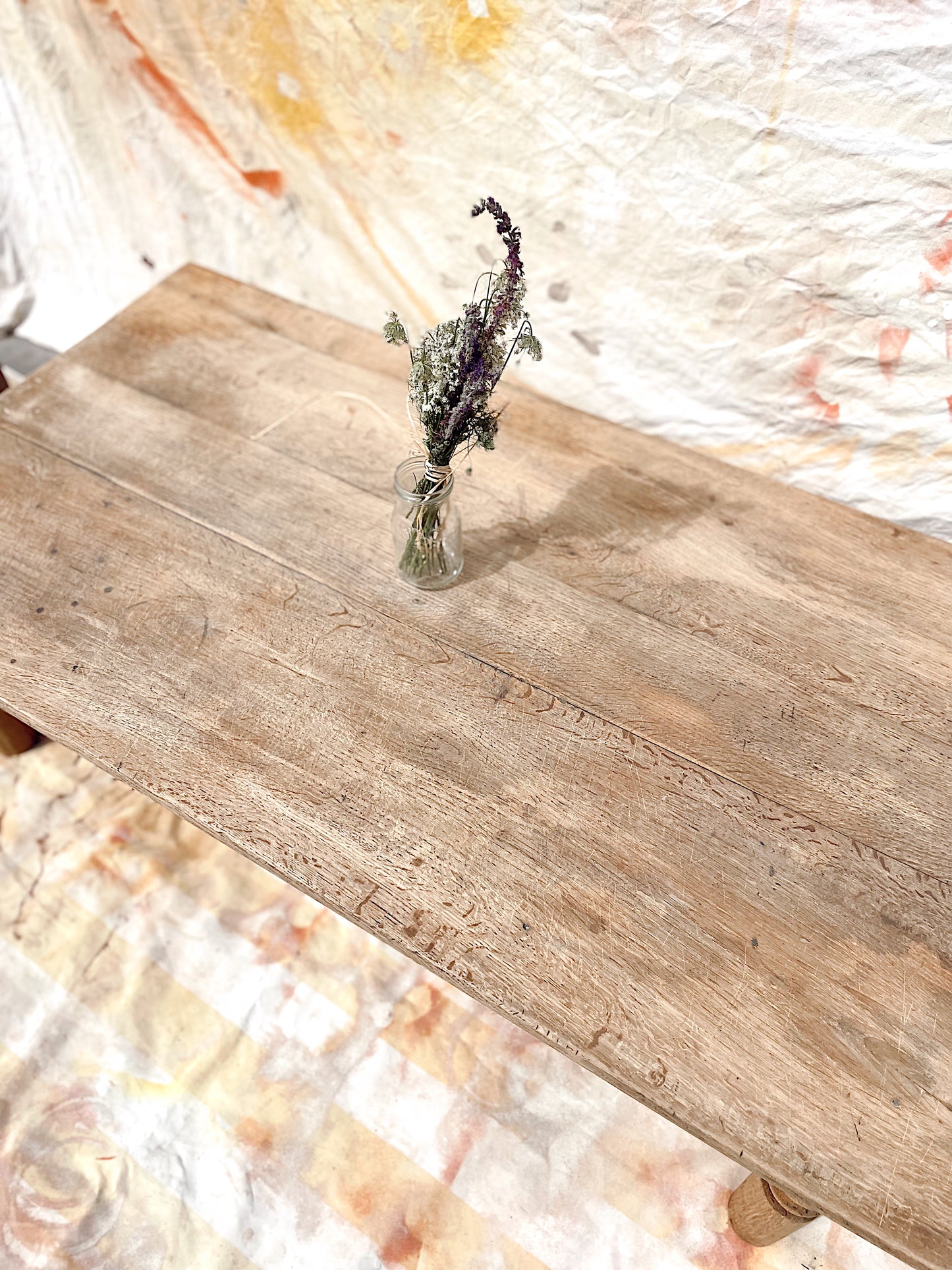 Grande table basse ferme ancienne en bois brut