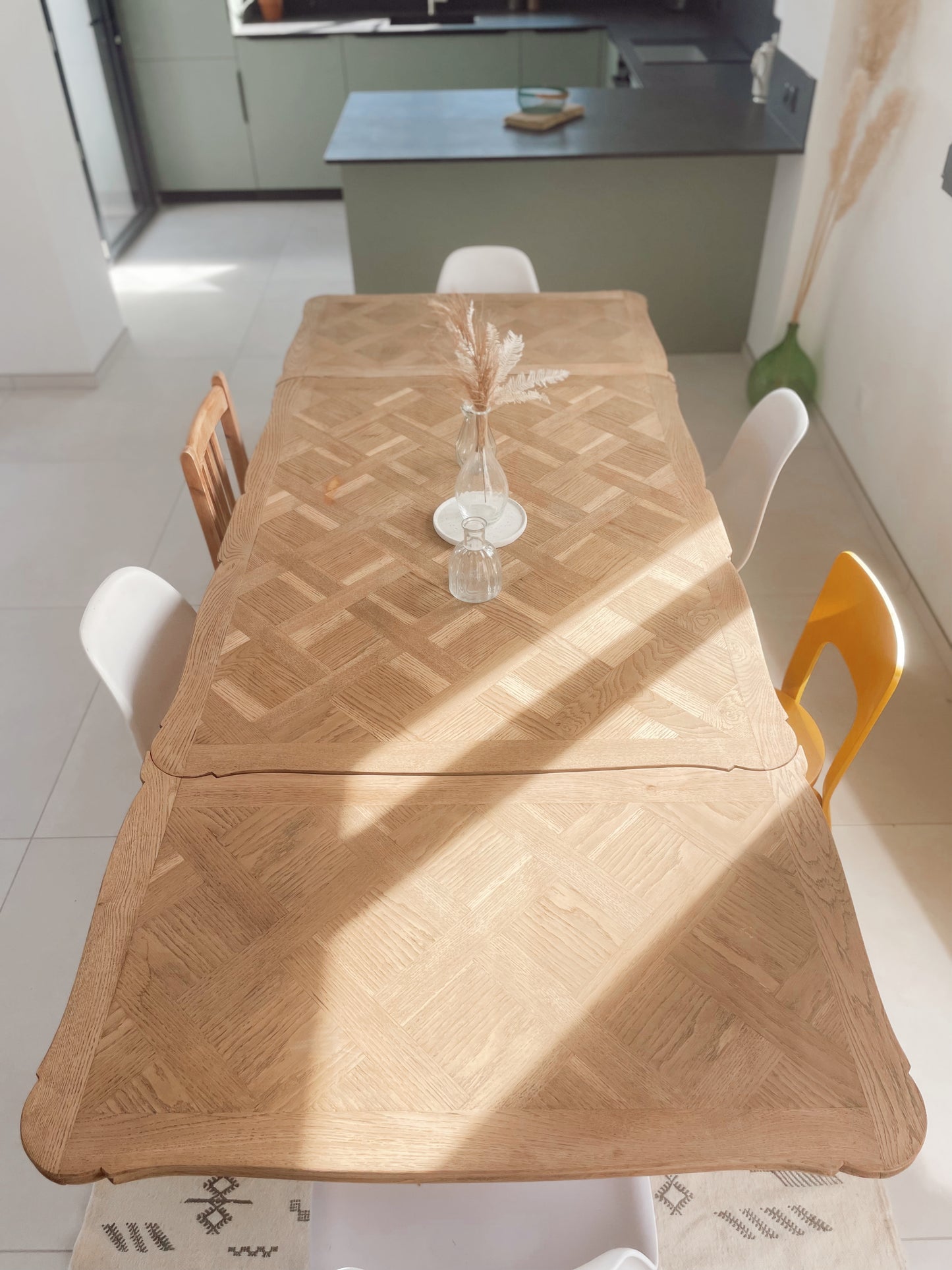 Table a manger vintage avec rallonges 2m style louis xv