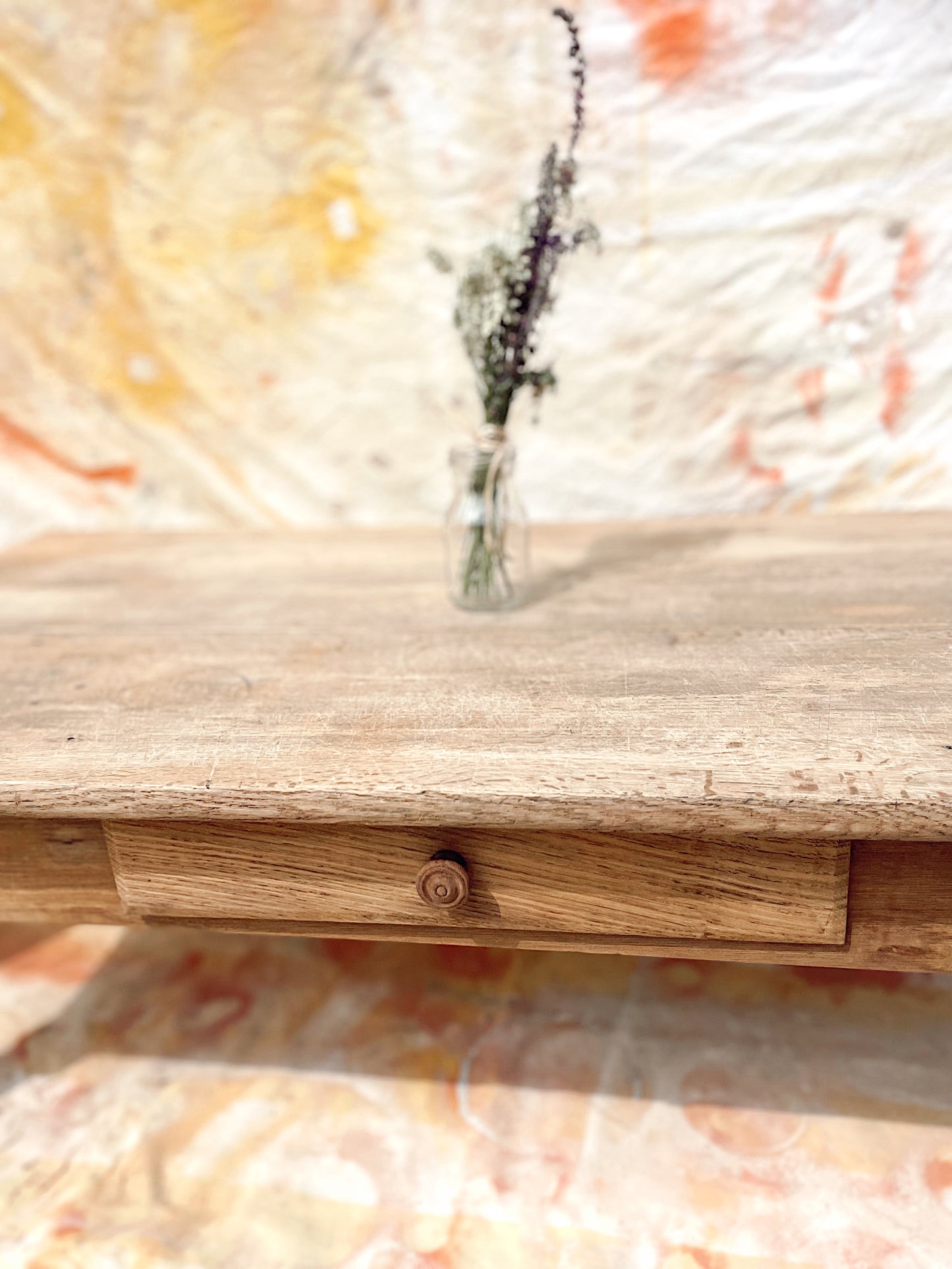 Grande table basse ferme ancienne en bois brut