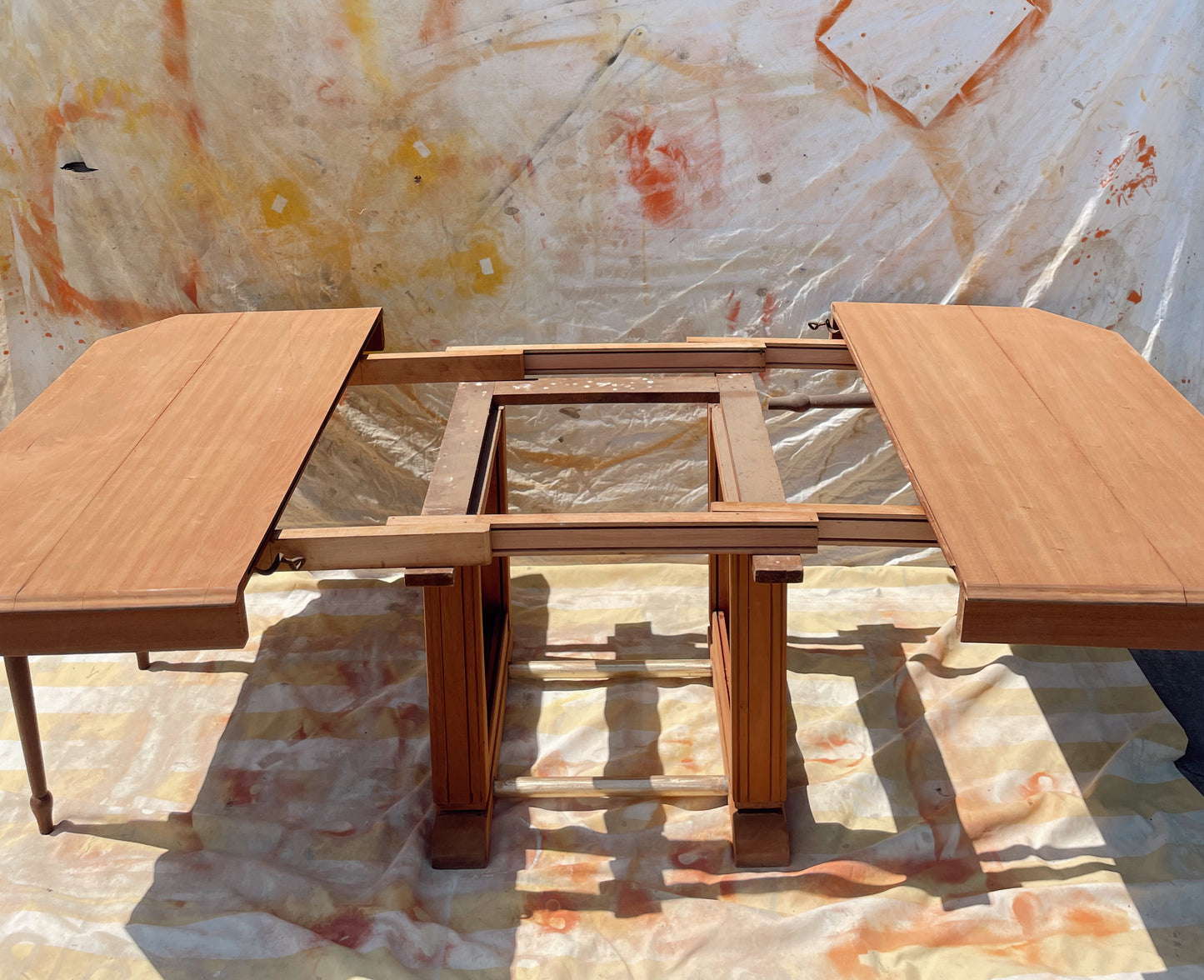Table bois massif décapé 123 à230cm vintage art déco