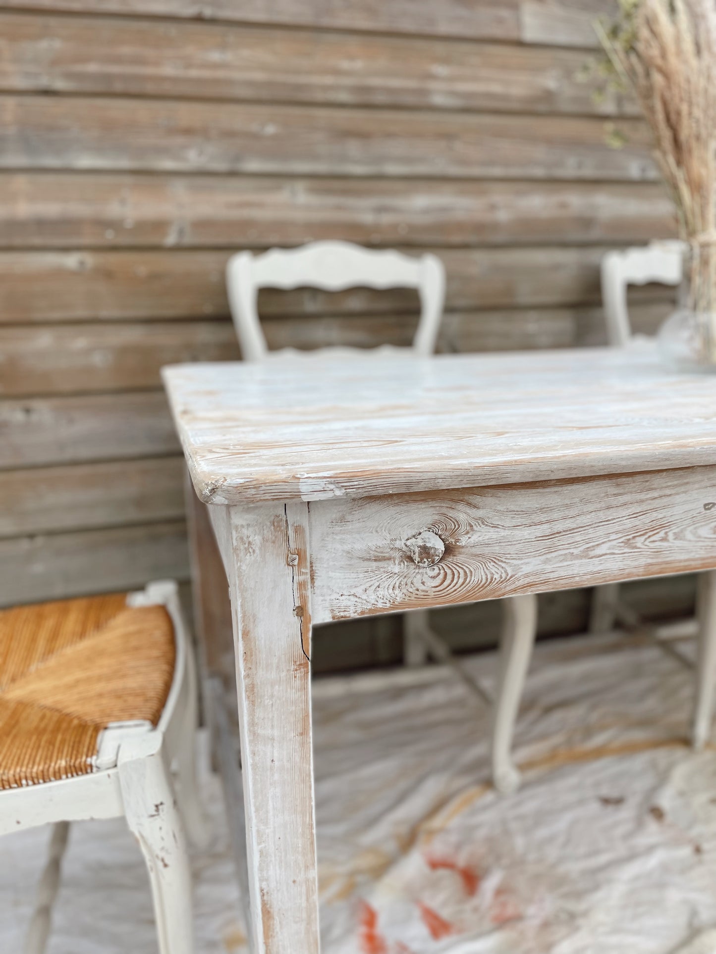 Table de ferme en bois patiné