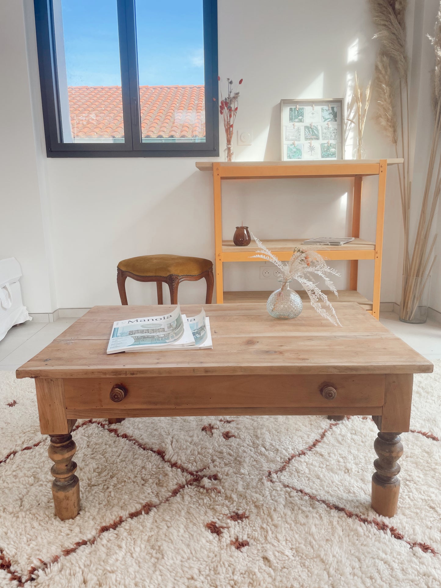 Table basse vintage pieds tournes