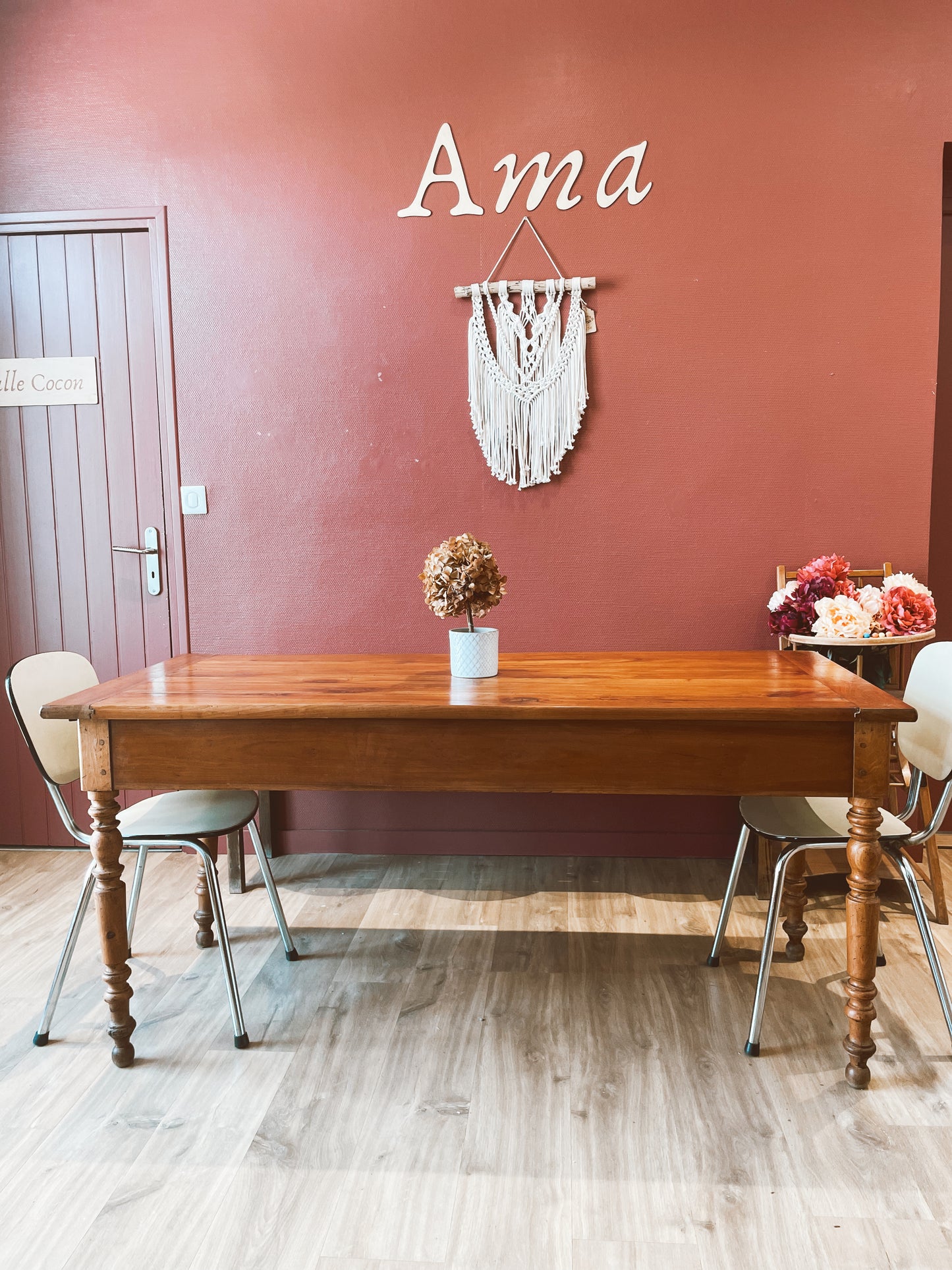 Table de ferme vintage 1,65m