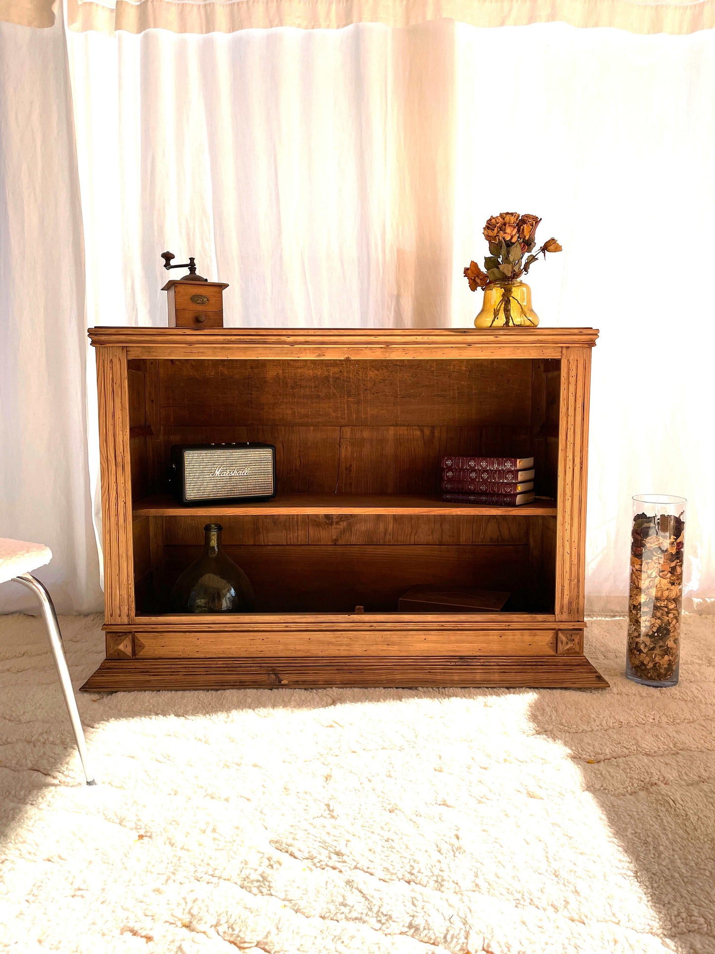 Buffet ouvert vintage, bois brut