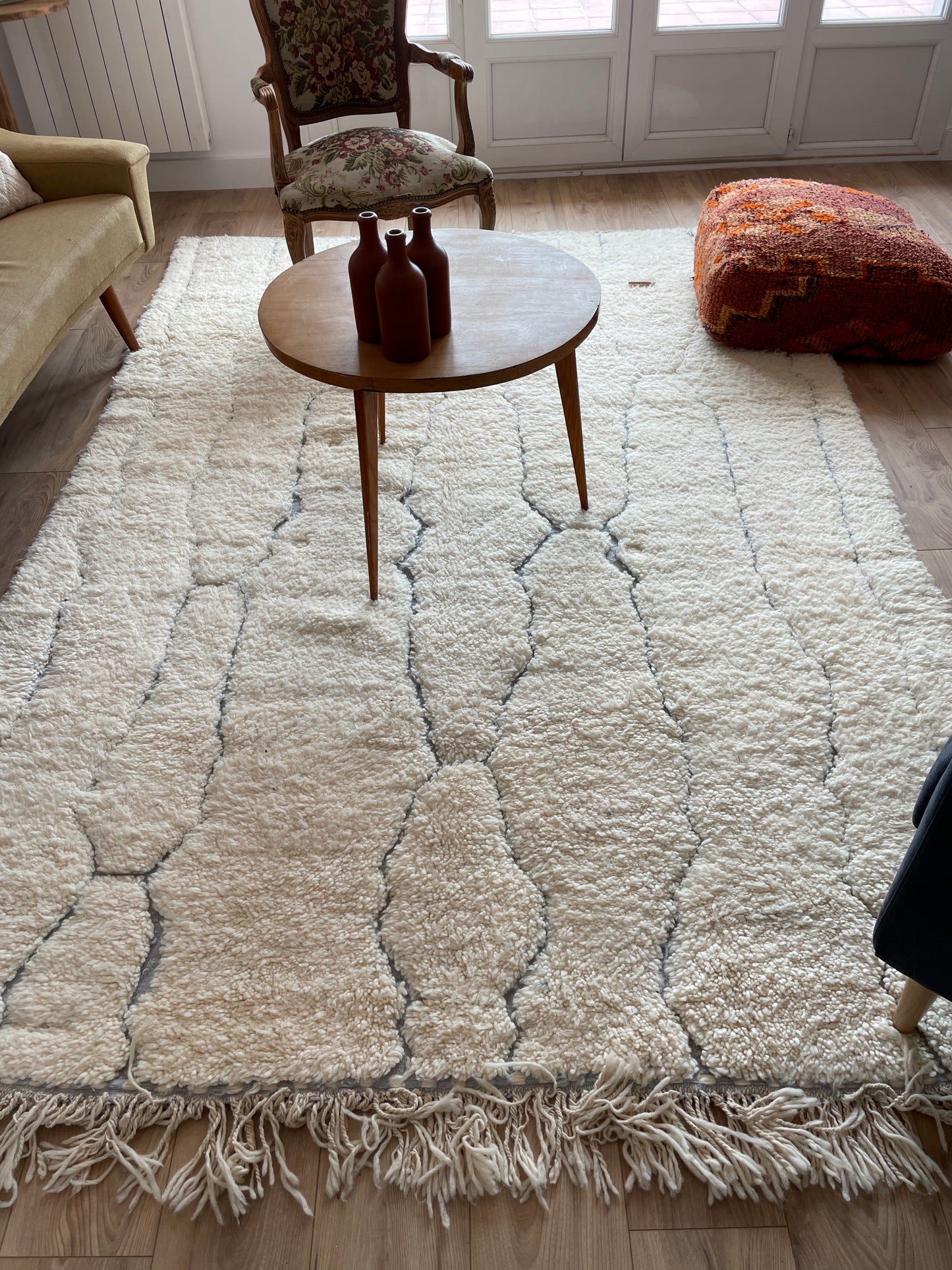 Tapis berbère béni Ouarain motifs bleu