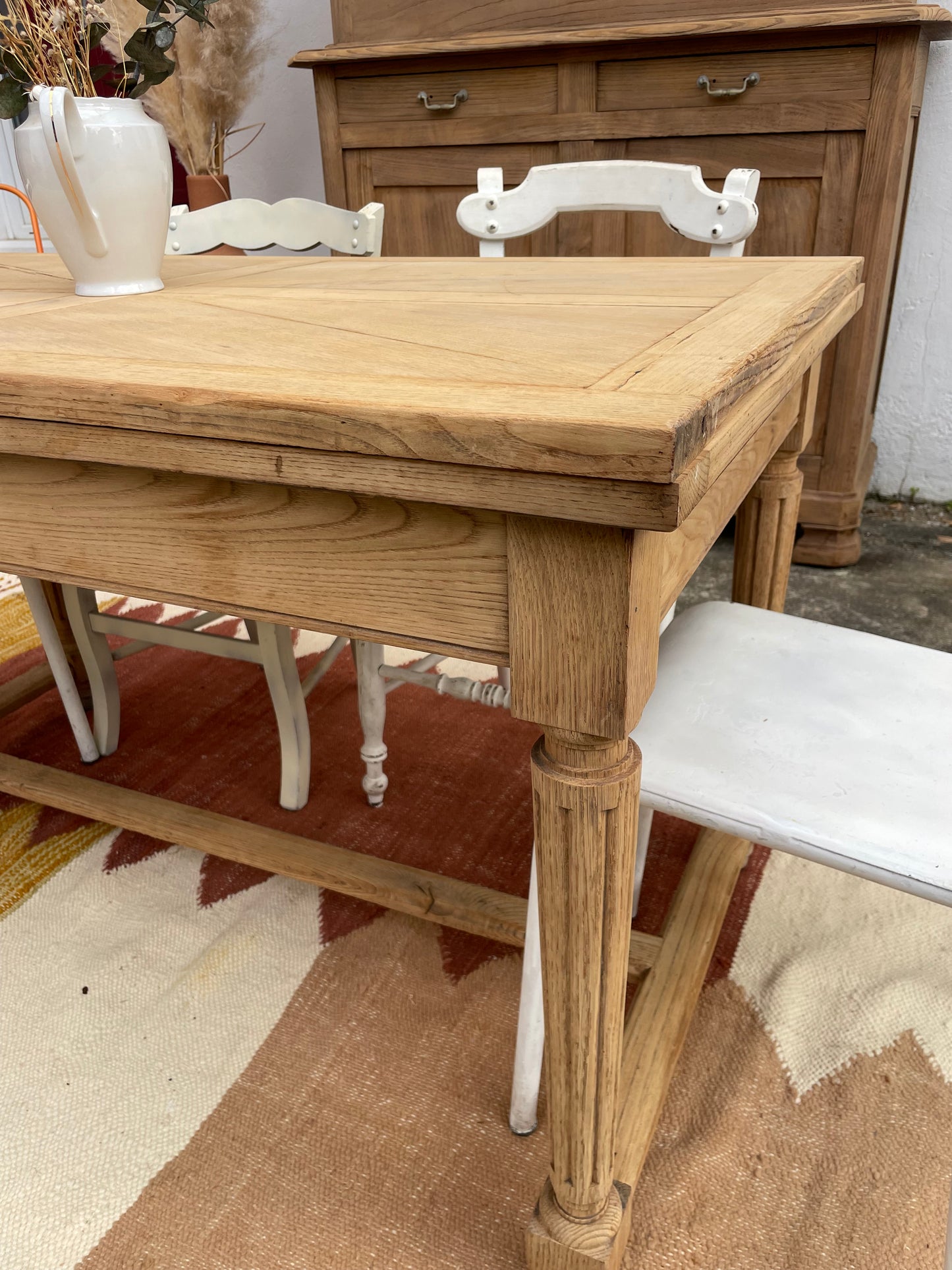 Table de ferme ancienne – bois massif – modulable – pleine de charme