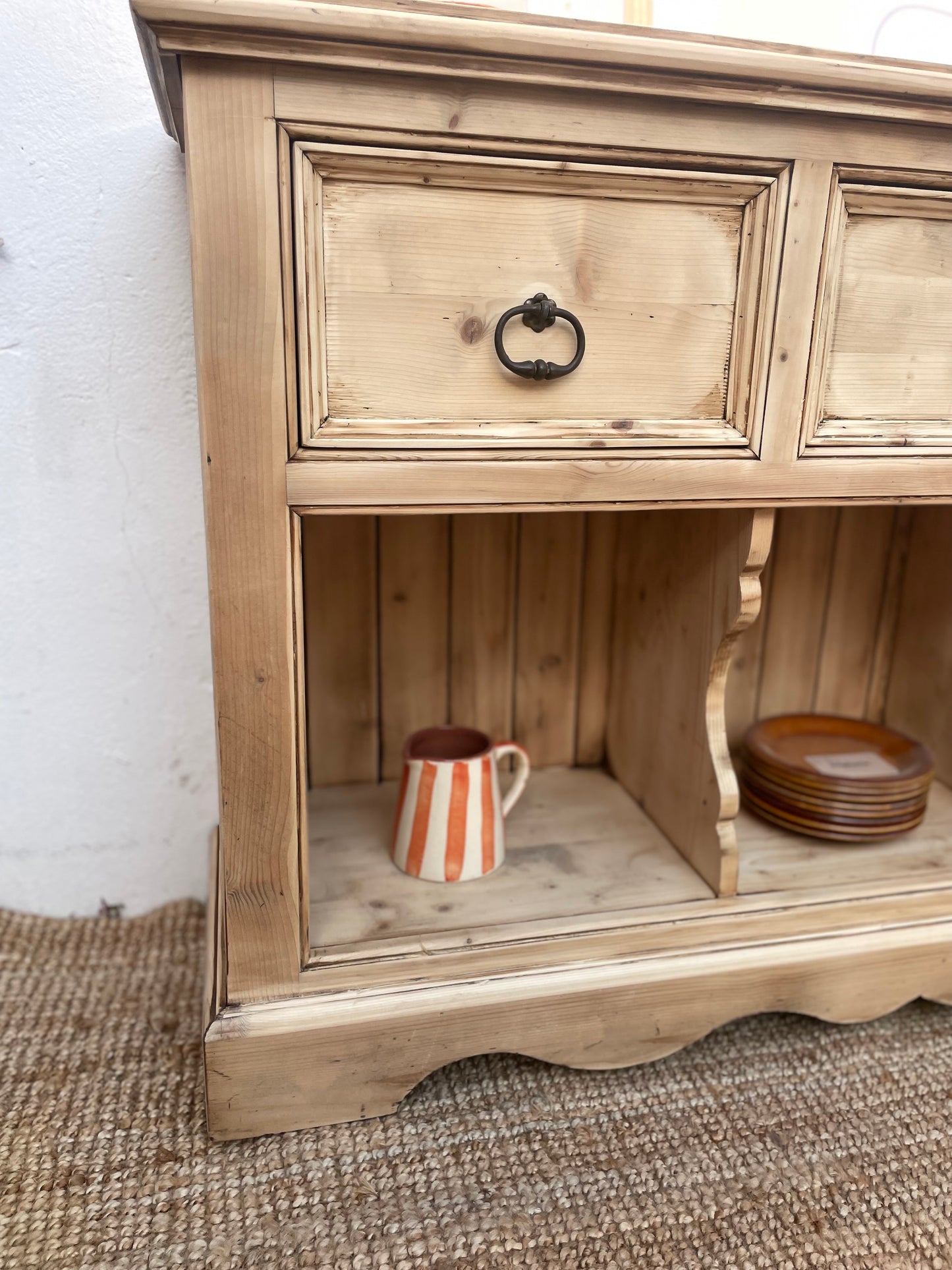 Buffet ancien en bois massif patiné — meuble de rangement faible profondeur 38 cm — style campagne chic