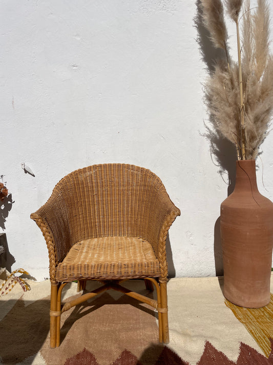 Fauteuil vintage en rotin tressé – esprit bohème