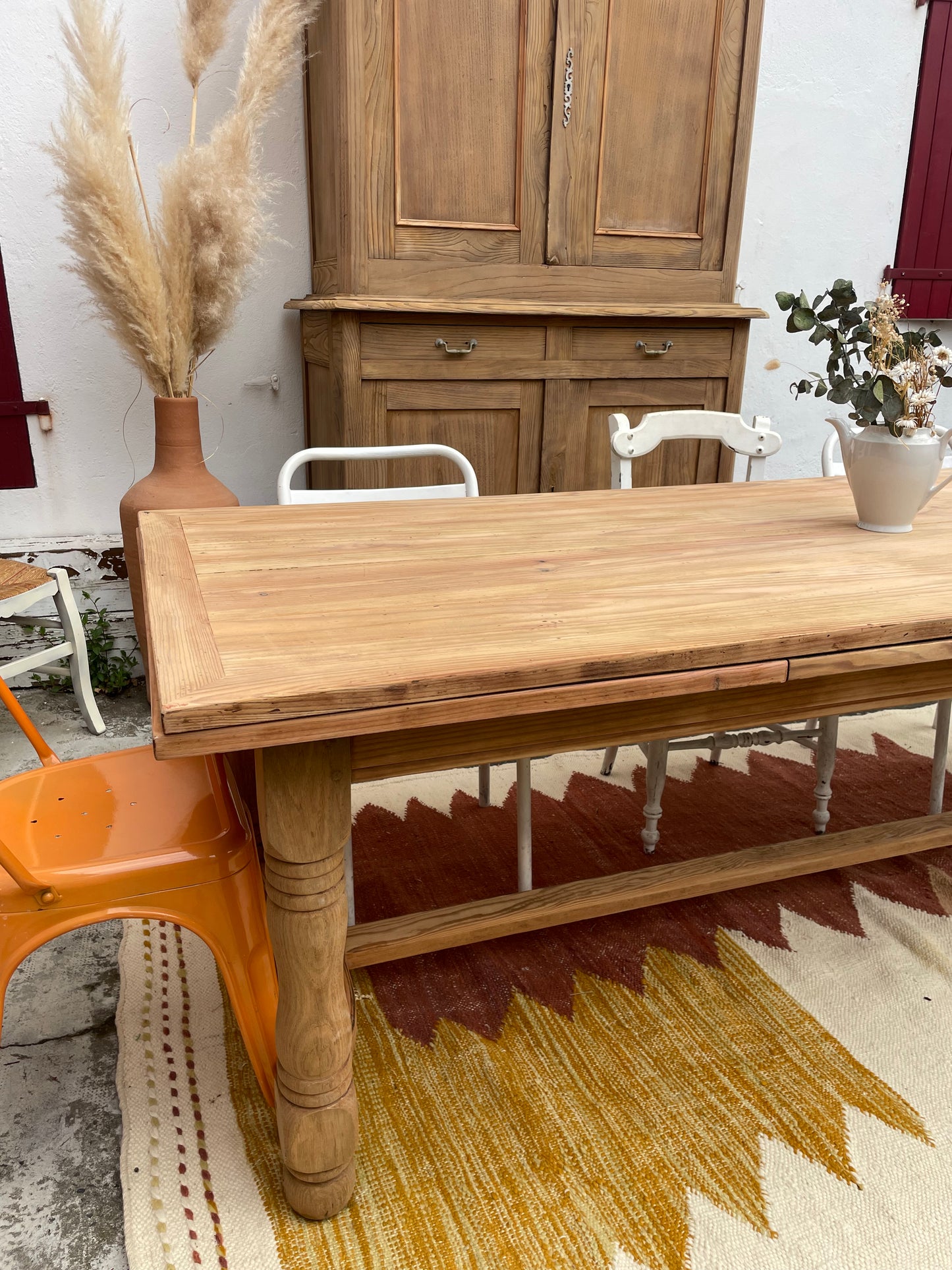 Grande table de ferme ancienne – modulable 350cm – esprit maison de famille