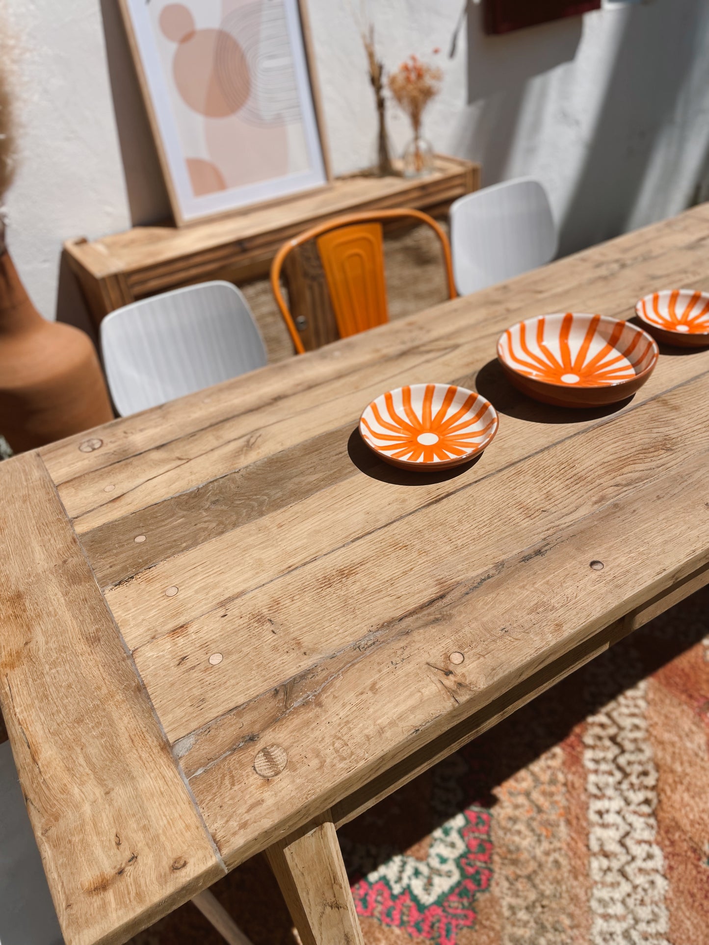 Table de ferme 185cm artisanale bois brut
