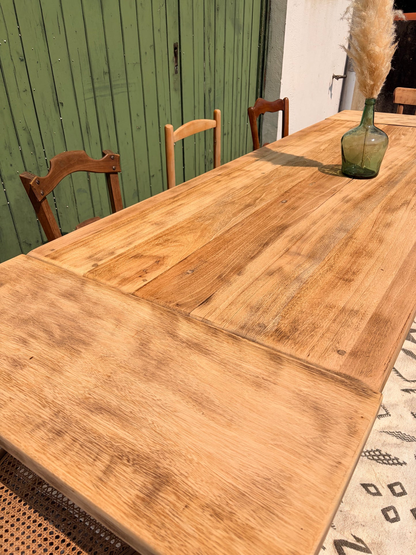 Grande table de ferme ancienne extensible en bois massif – 200 à 270 cm