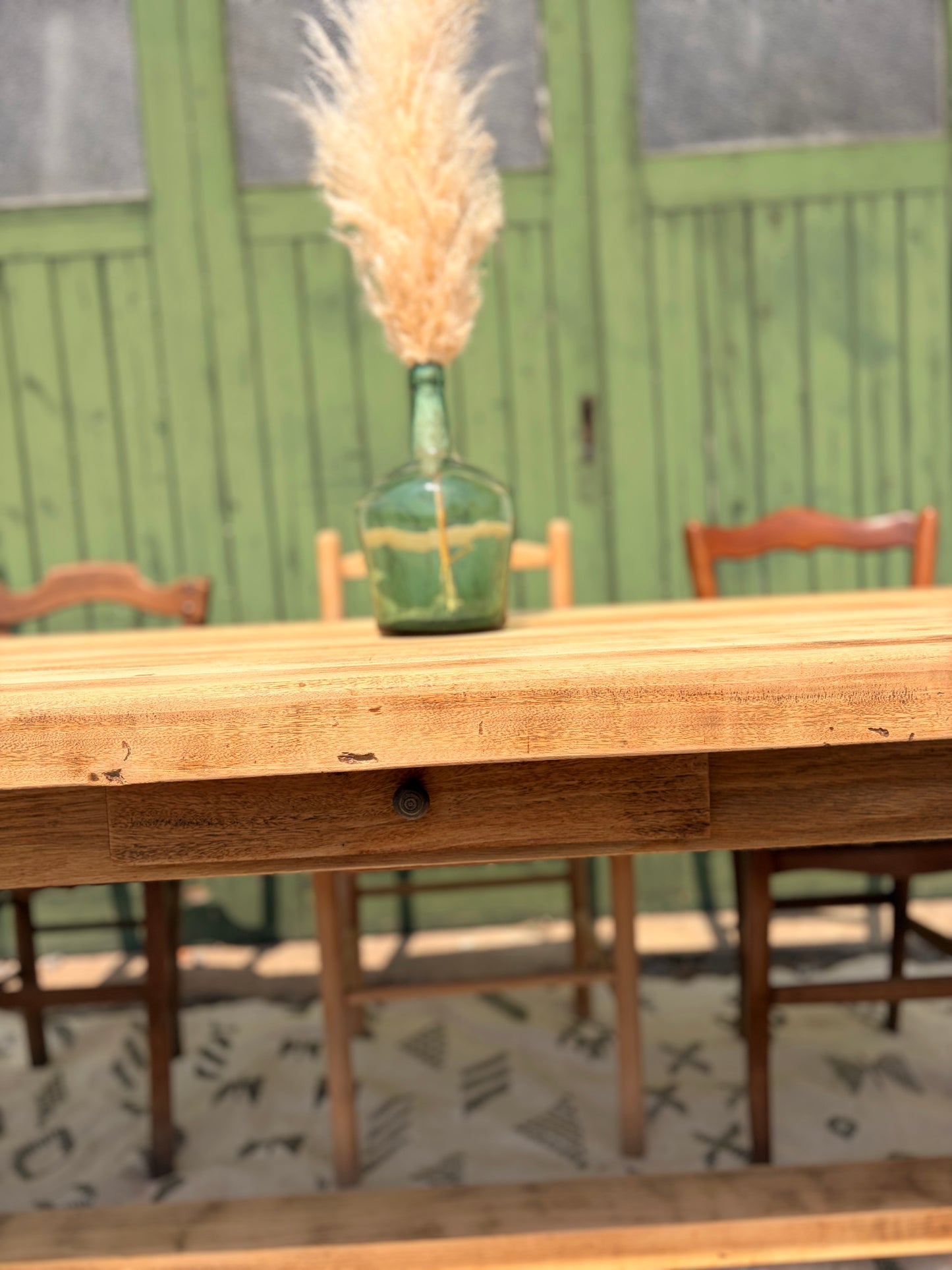 Grande table de ferme ancienne extensible en bois massif – 200 à 270 cm