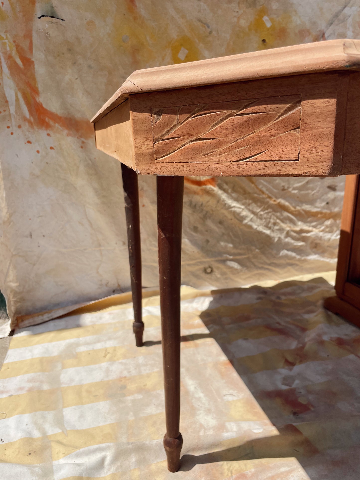 Table bois massif décapé 123 à230cm vintage art déco