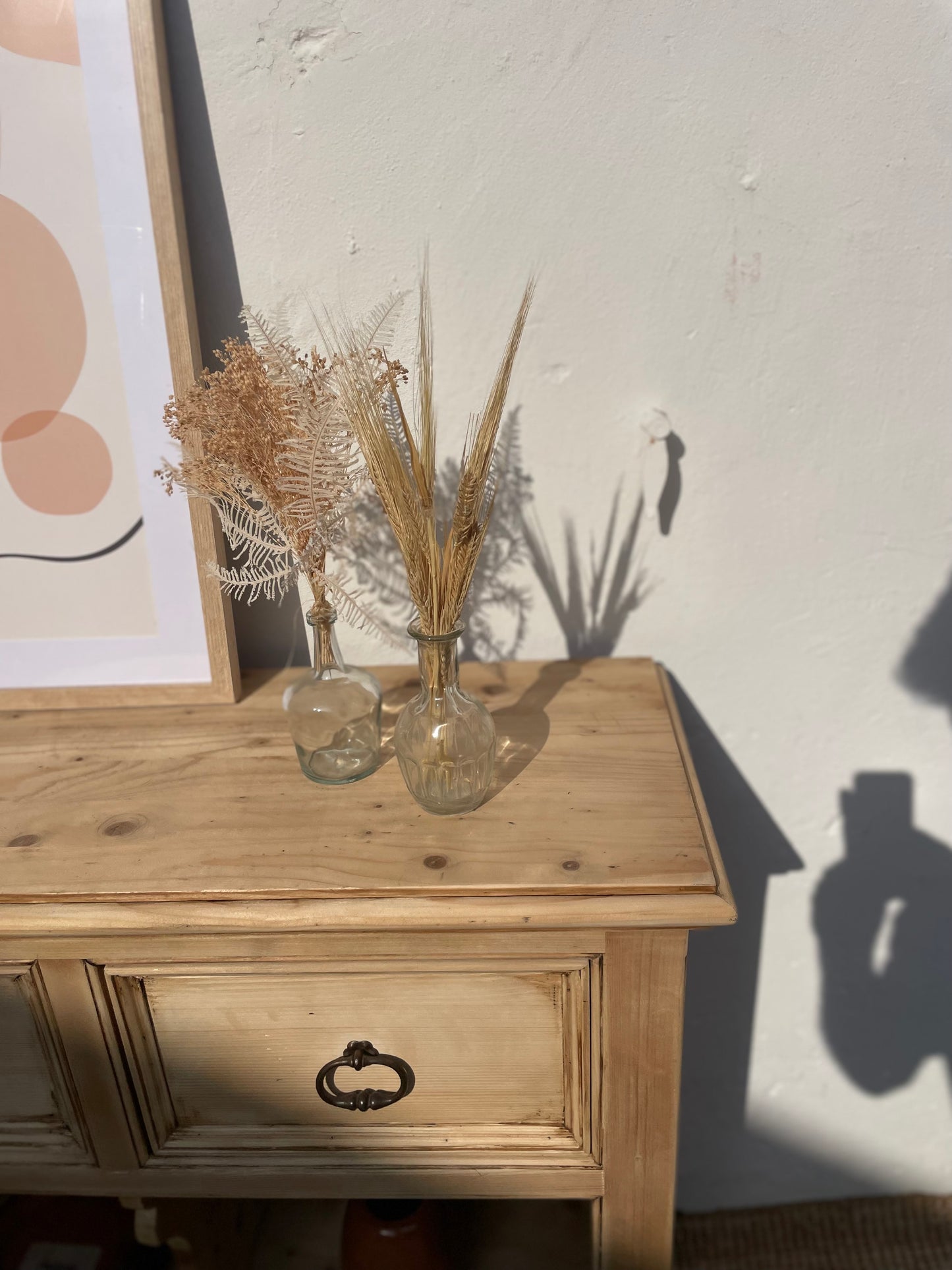 Buffet ancien en bois massif patiné — meuble de rangement faible profondeur 38 cm — style campagne chic