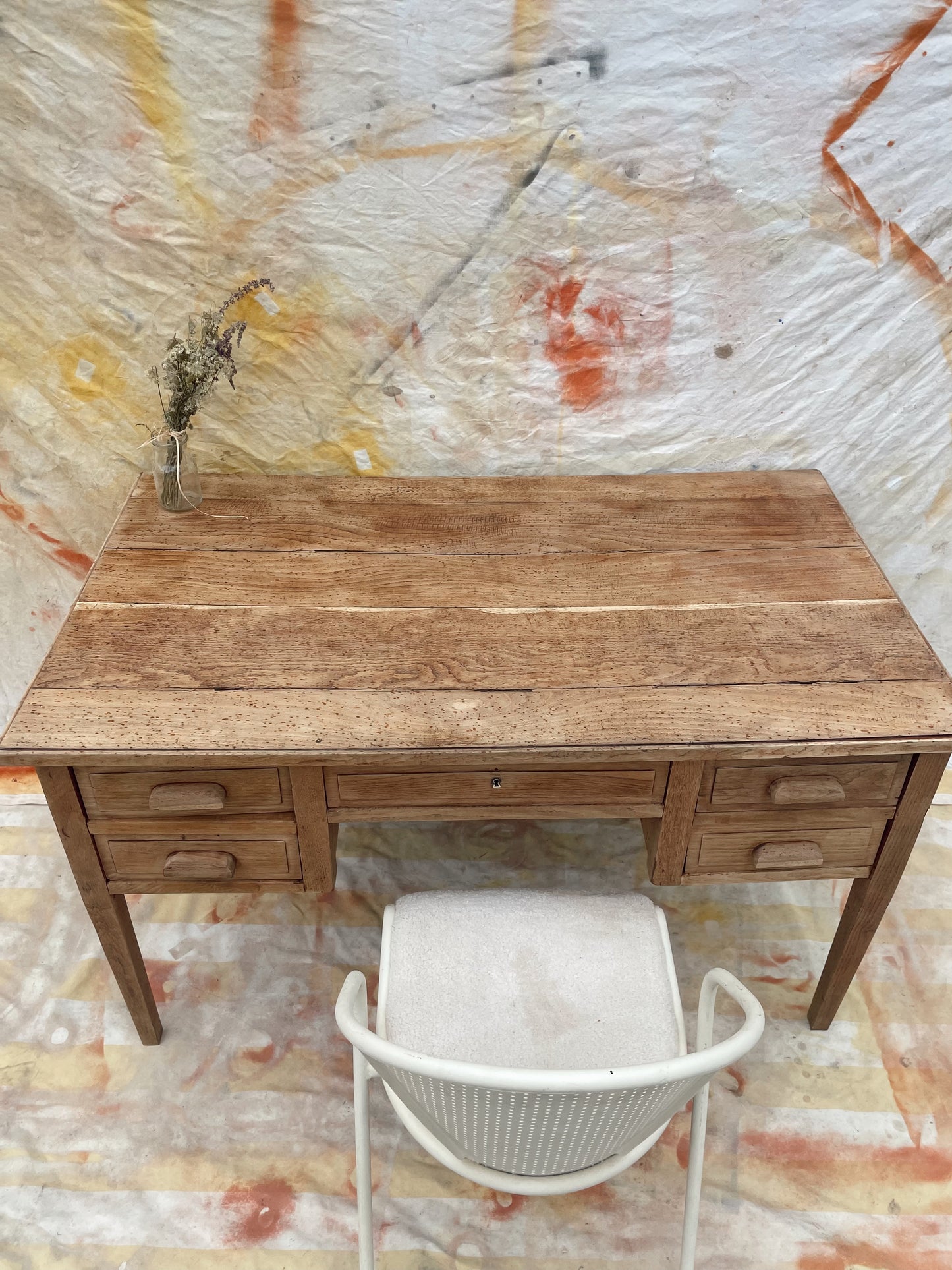 Bureau vintage bois brut décapé