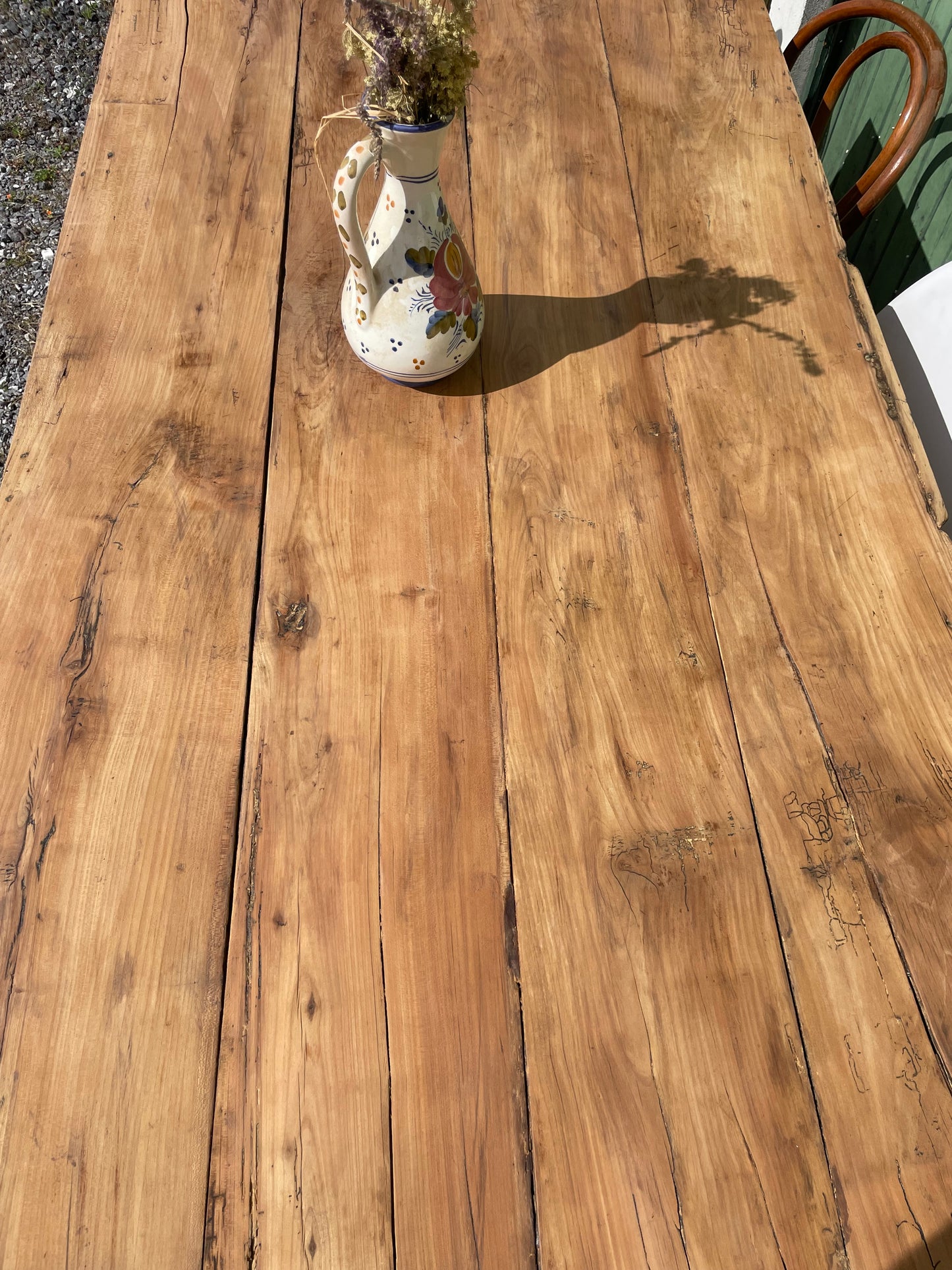 Table de ferme rustique et vintage bois brut décapé 180cm