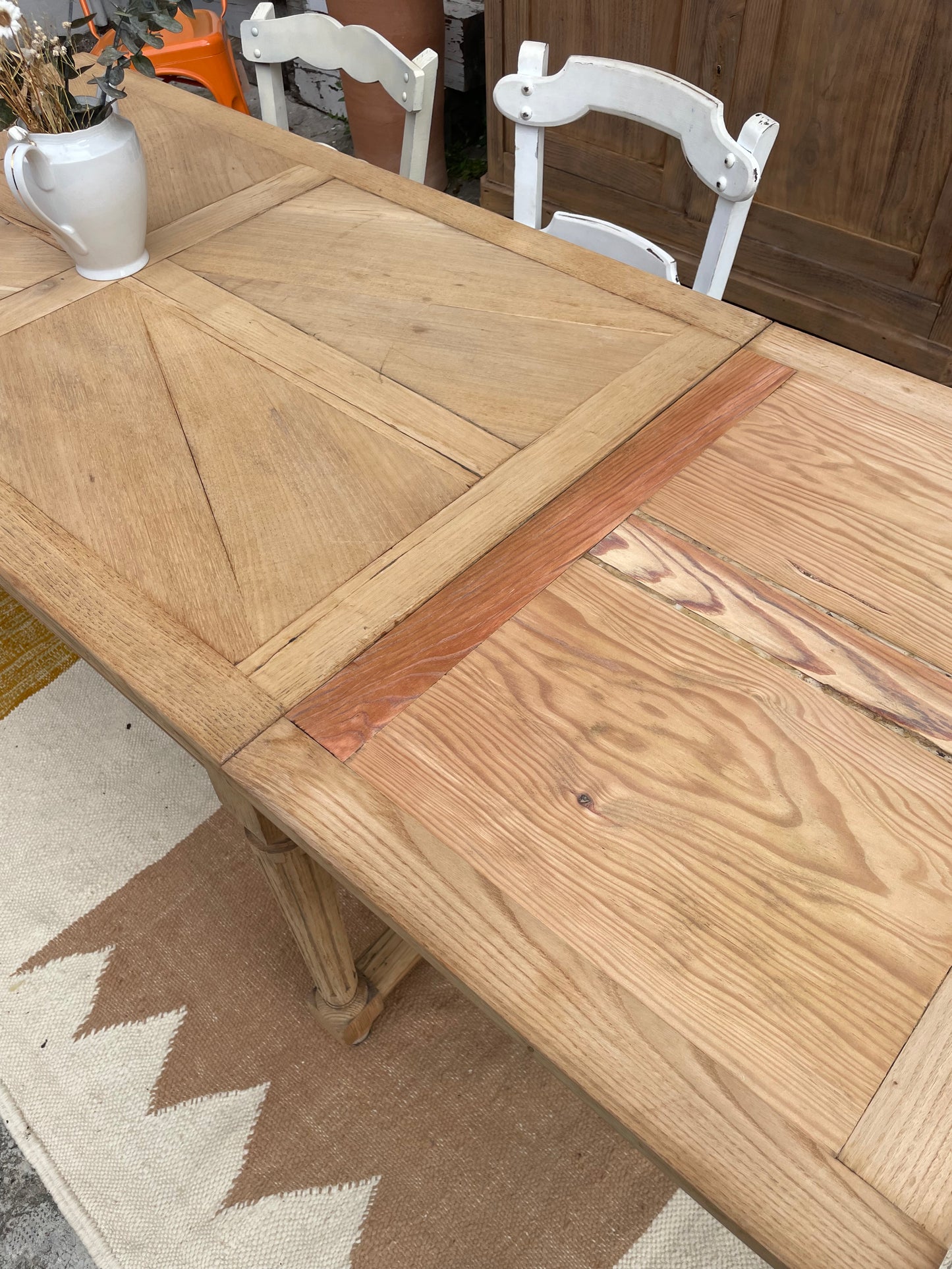 Table de ferme ancienne – bois massif – modulable – pleine de charme