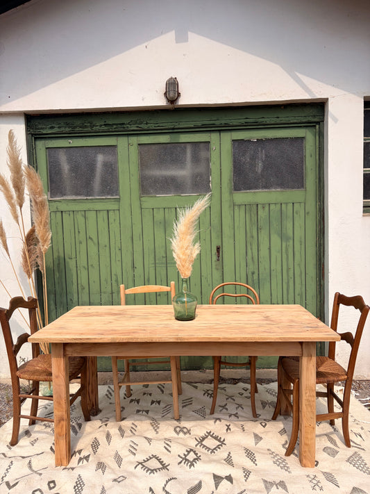 Table de ferme ancienne en bois massif – 160 x 79 cm