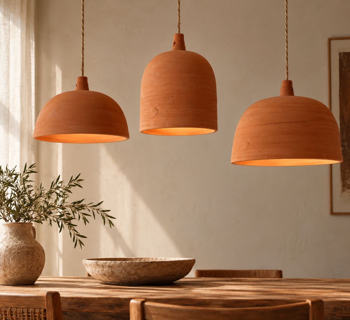 Suspension artisanale en terre cuite Soléa n°1 – Pièce unique