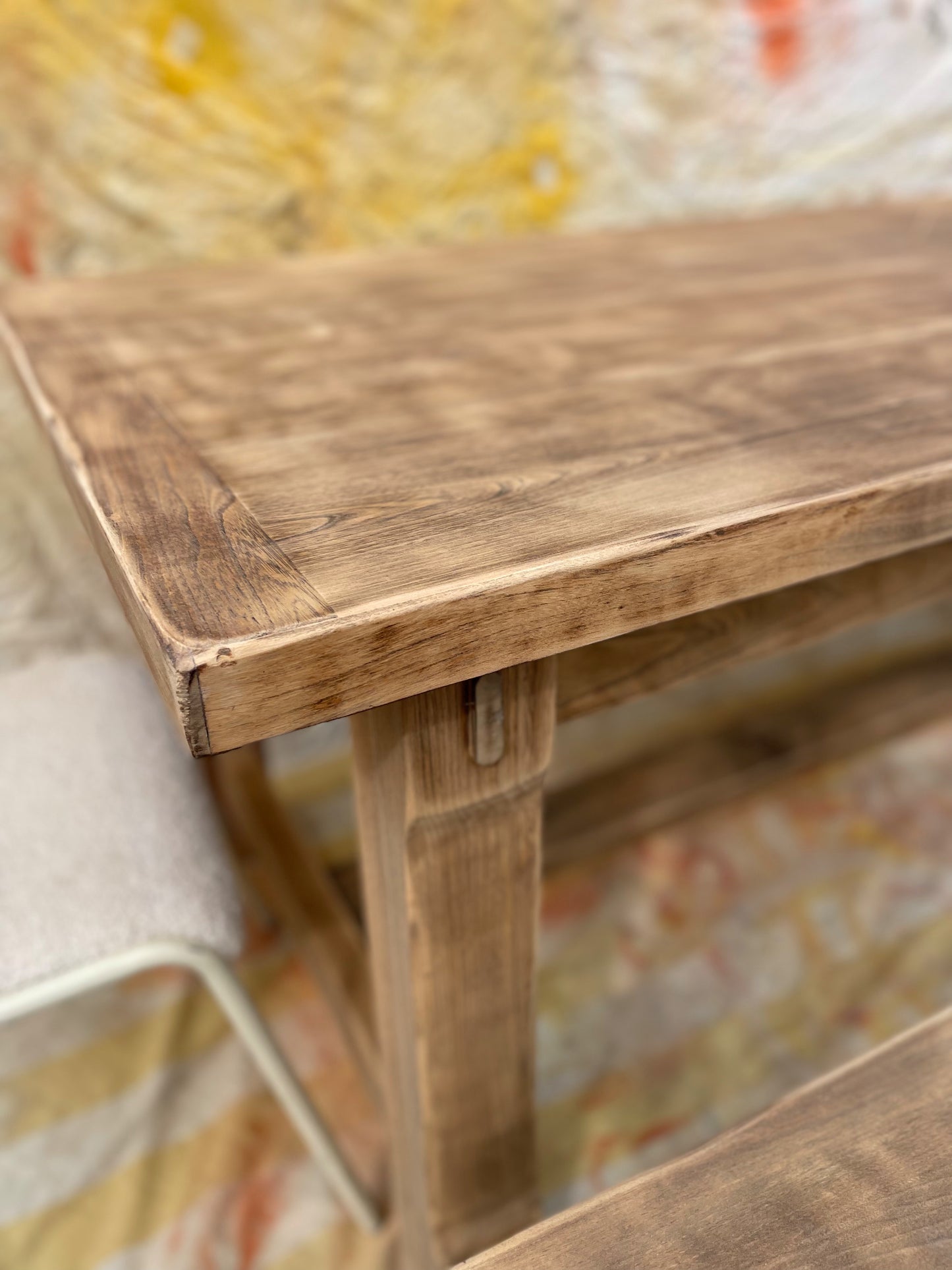 Grande table de ferme brutaliste 200x80cm + rallonges