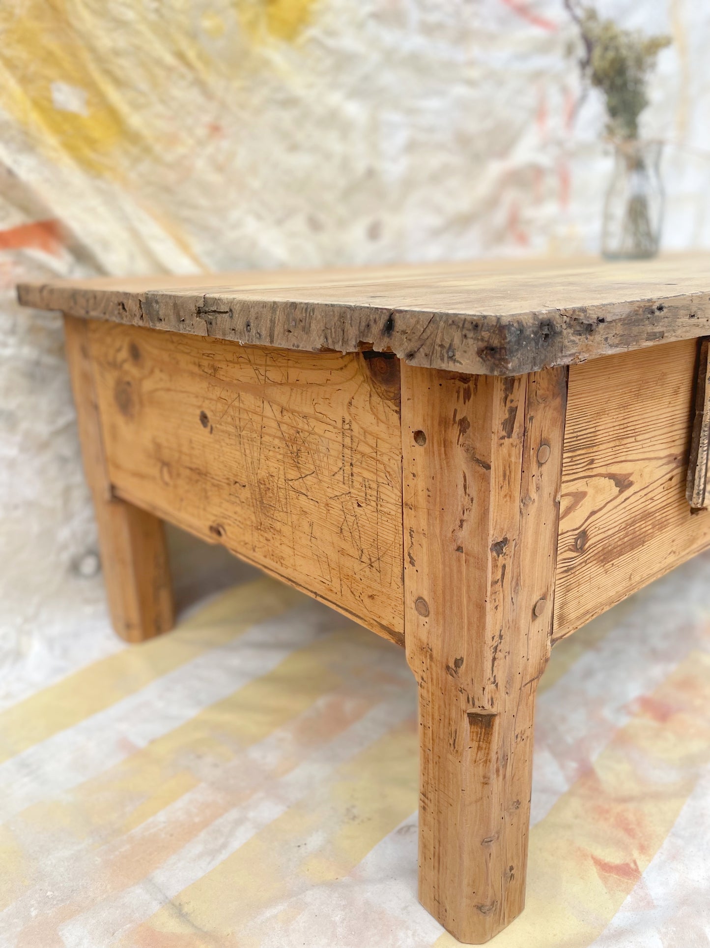 Grande table basse campagne rustique bois brut