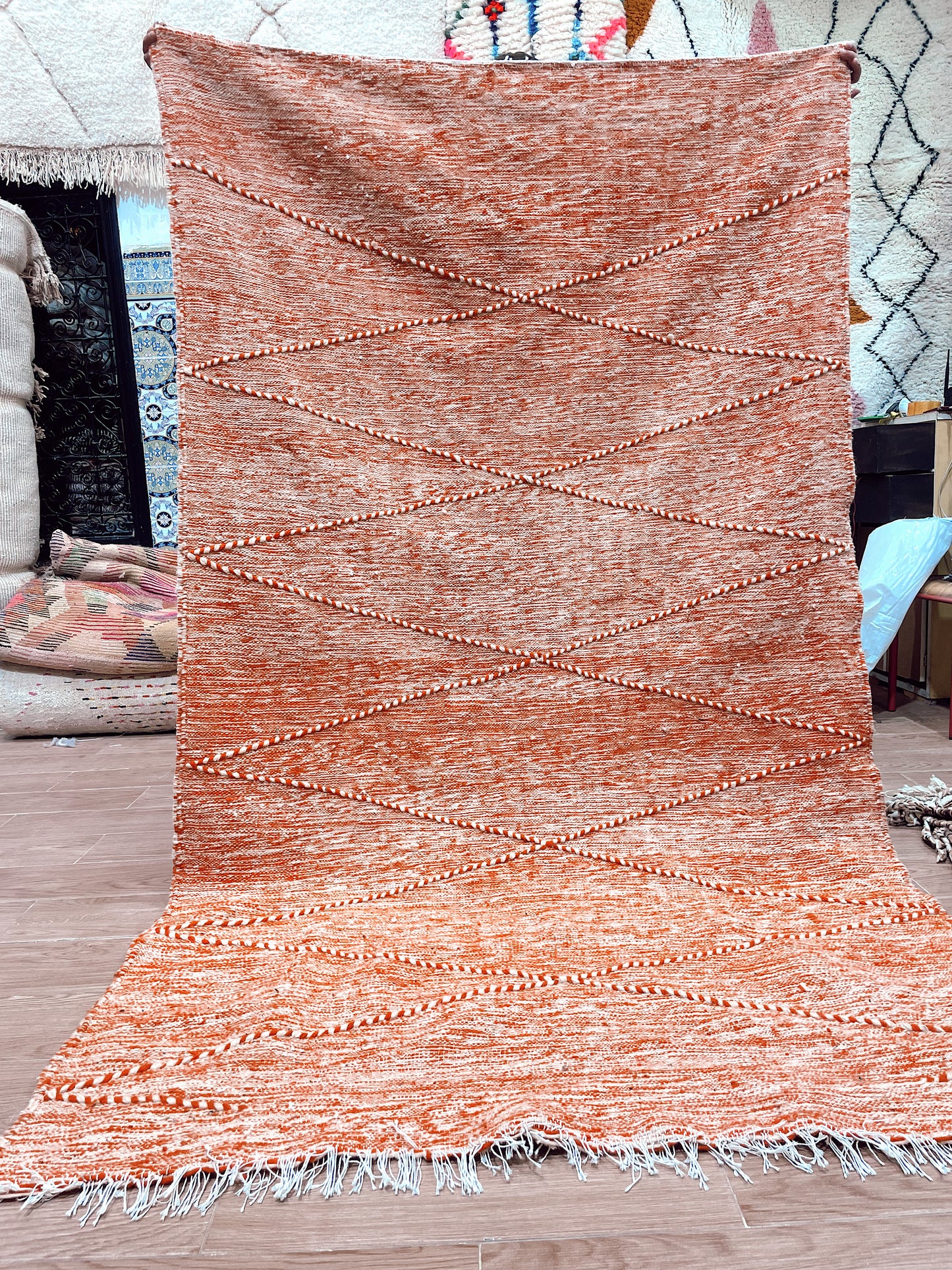 « Pulpe d’Orange », Tapis berbère Kilim Zanafi