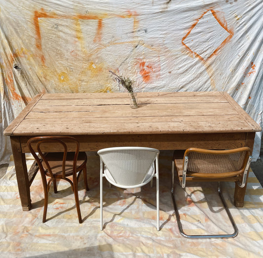 Magnifique table de ferme ancienne en chêne – 2m avec 2 tiroirs