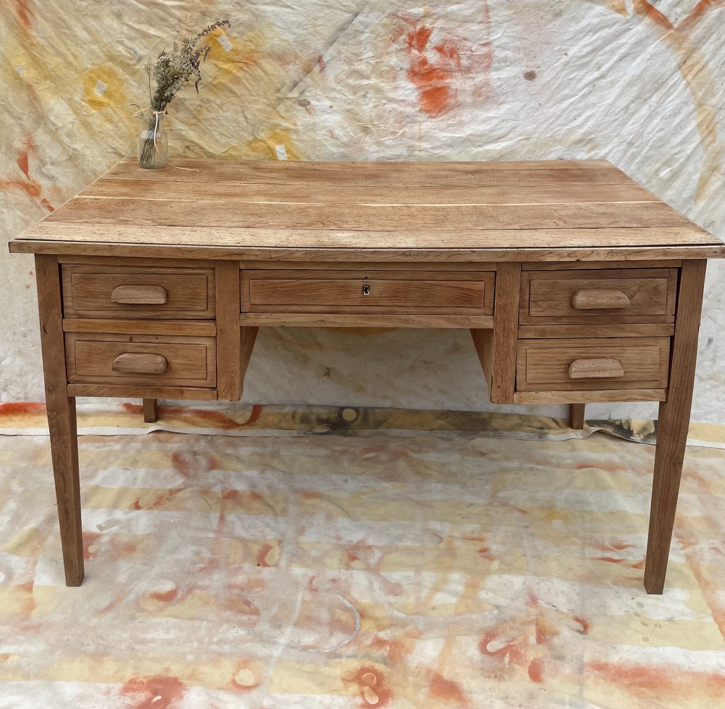 Bureau vintage bois brut décapé